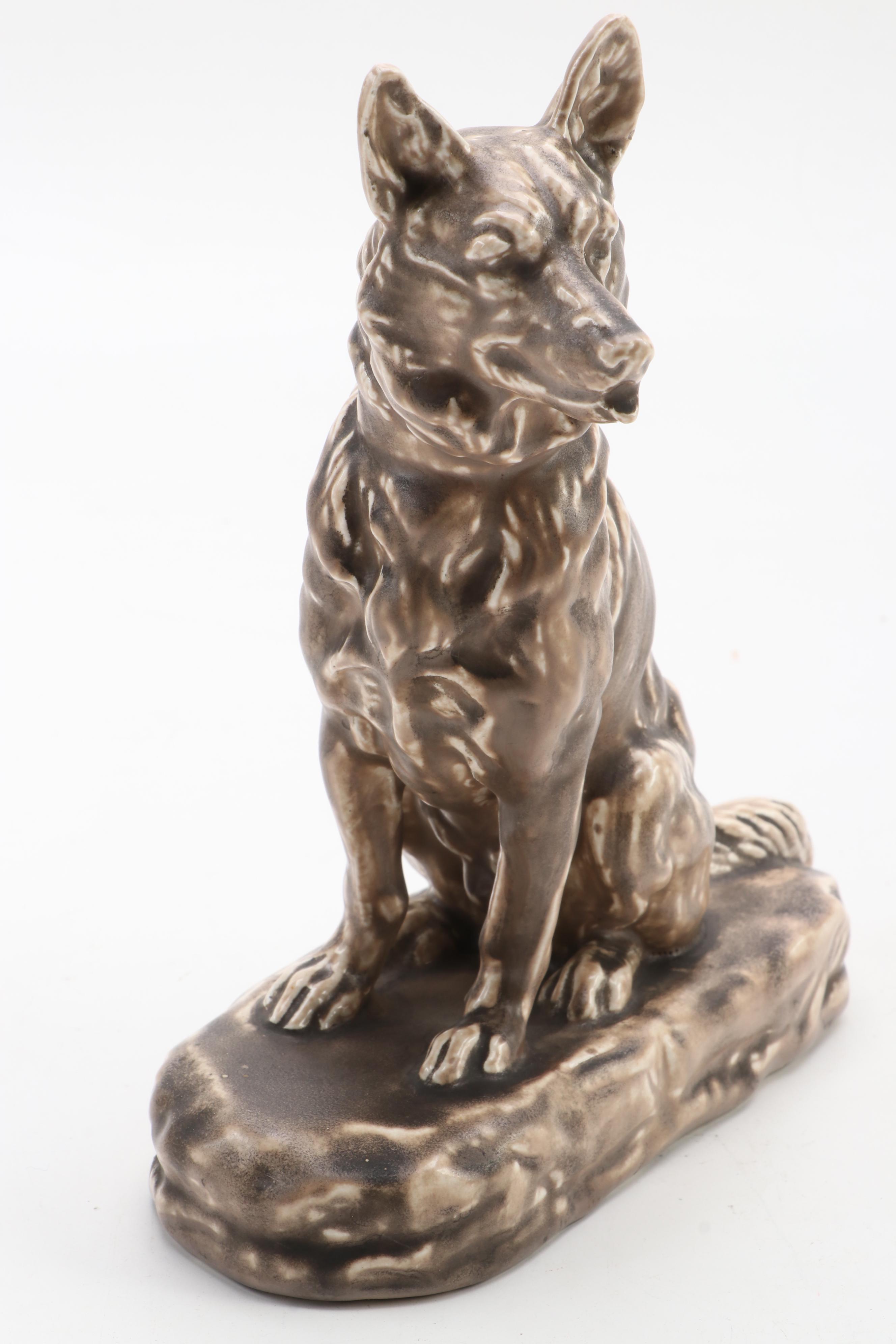 Mosaic Tile Co. German Shepherd  Ceramic Figurines, Mid-20th Century