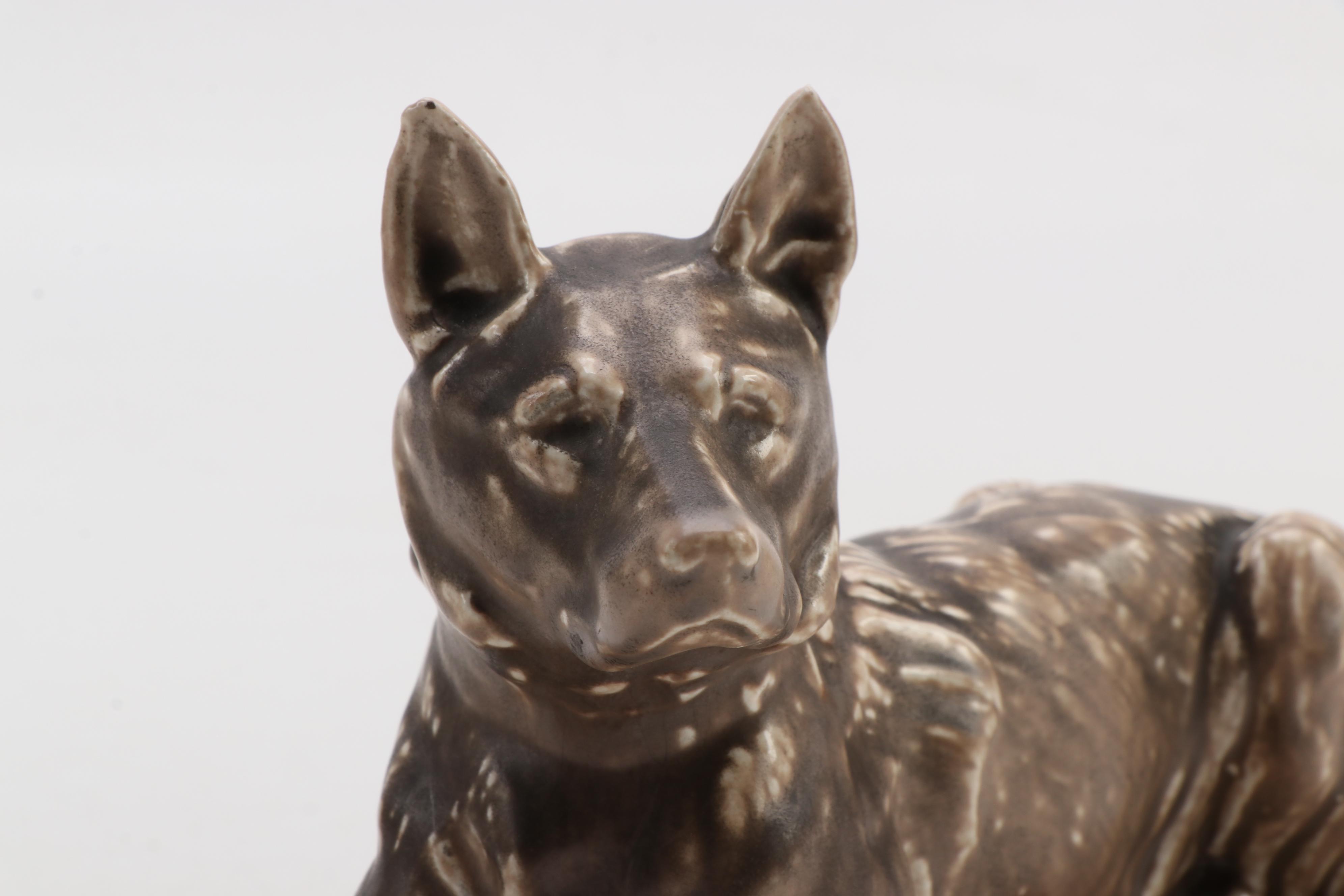 Mosaic Tile Co. German Shepherd  Ceramic Figurines, Mid-20th Century