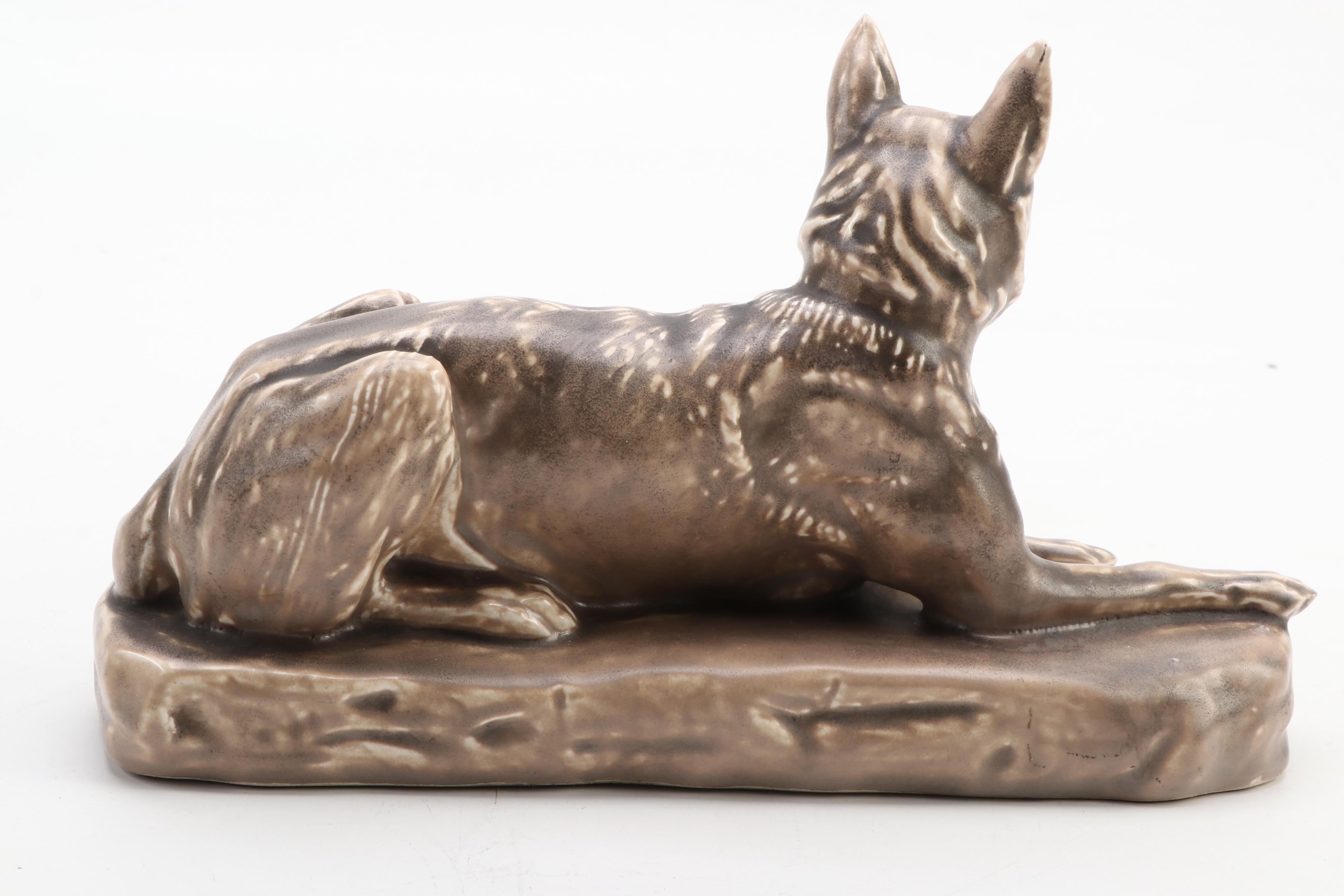 Mosaic Tile Co. German Shepherd  Ceramic Figurines, Mid-20th Century