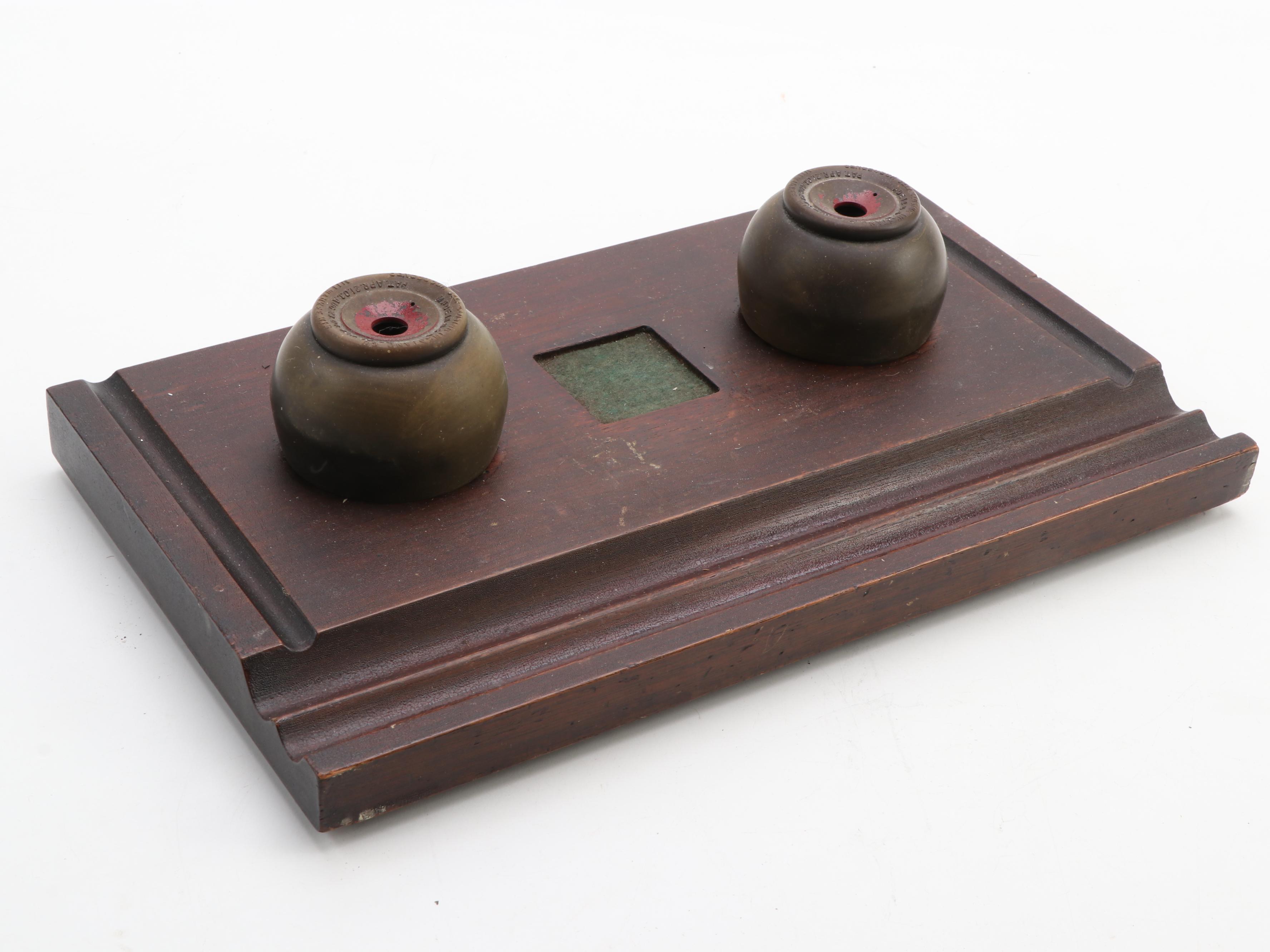 Sengbusch Bakelite Self-Closing Inkwell Set with Other Glass Inkwells