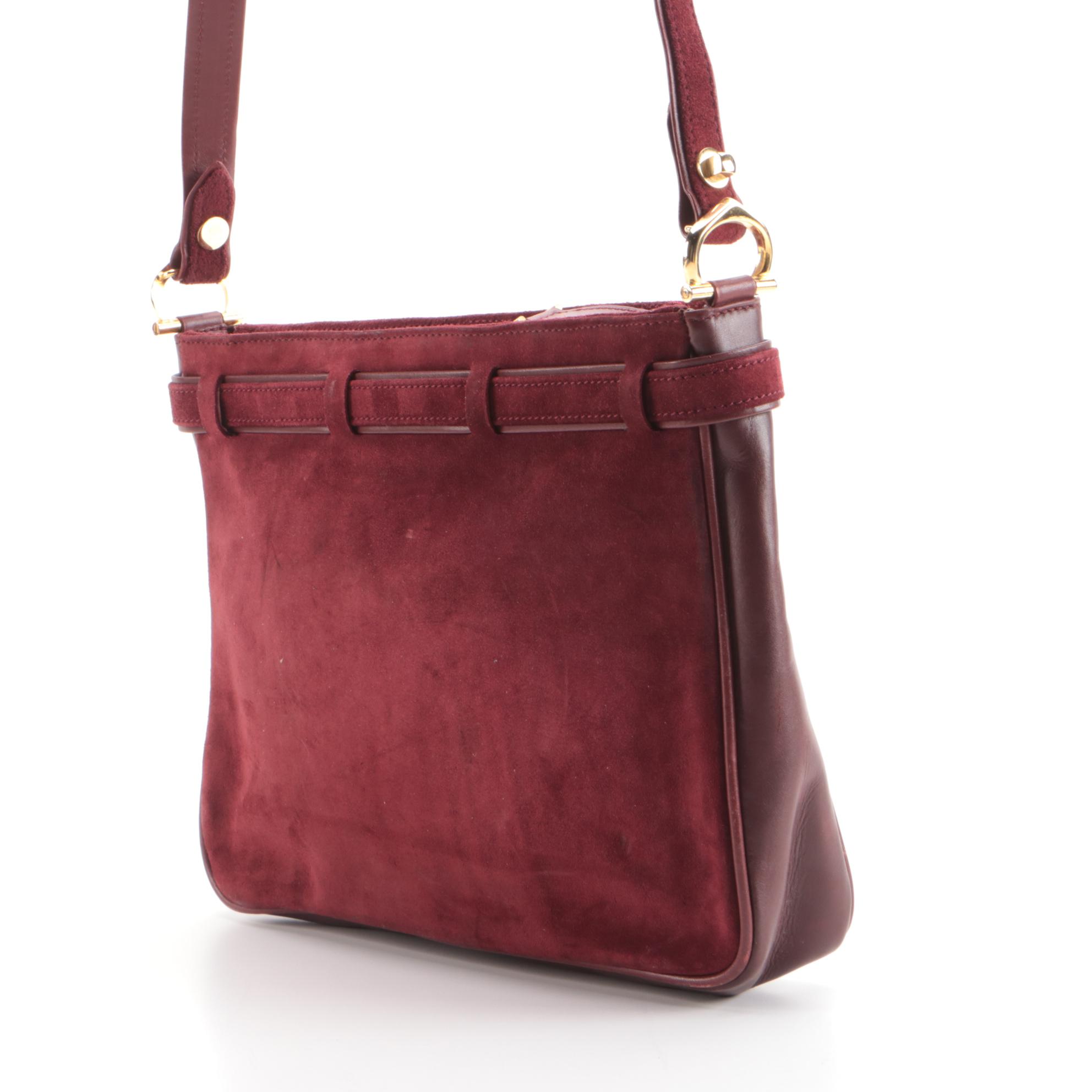 Cartier Must de Cartier Shoulder Bag in Burgundy Suede and Leather