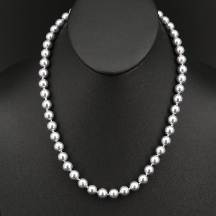 Faux Pearl Necklace with 14K Clasp