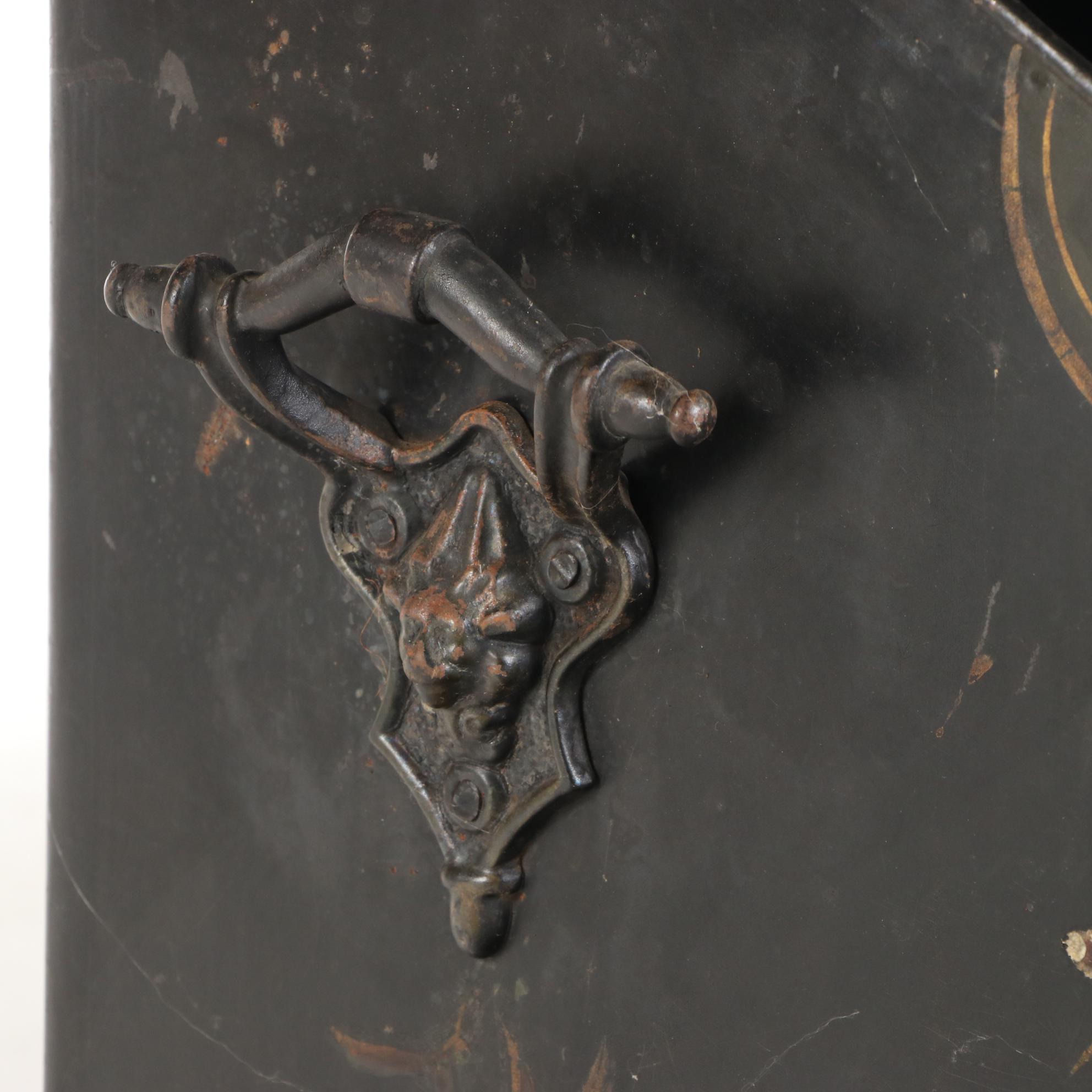 English Aesthetic Movement The Jewett Vase Tole Painted Metal Coal Hod