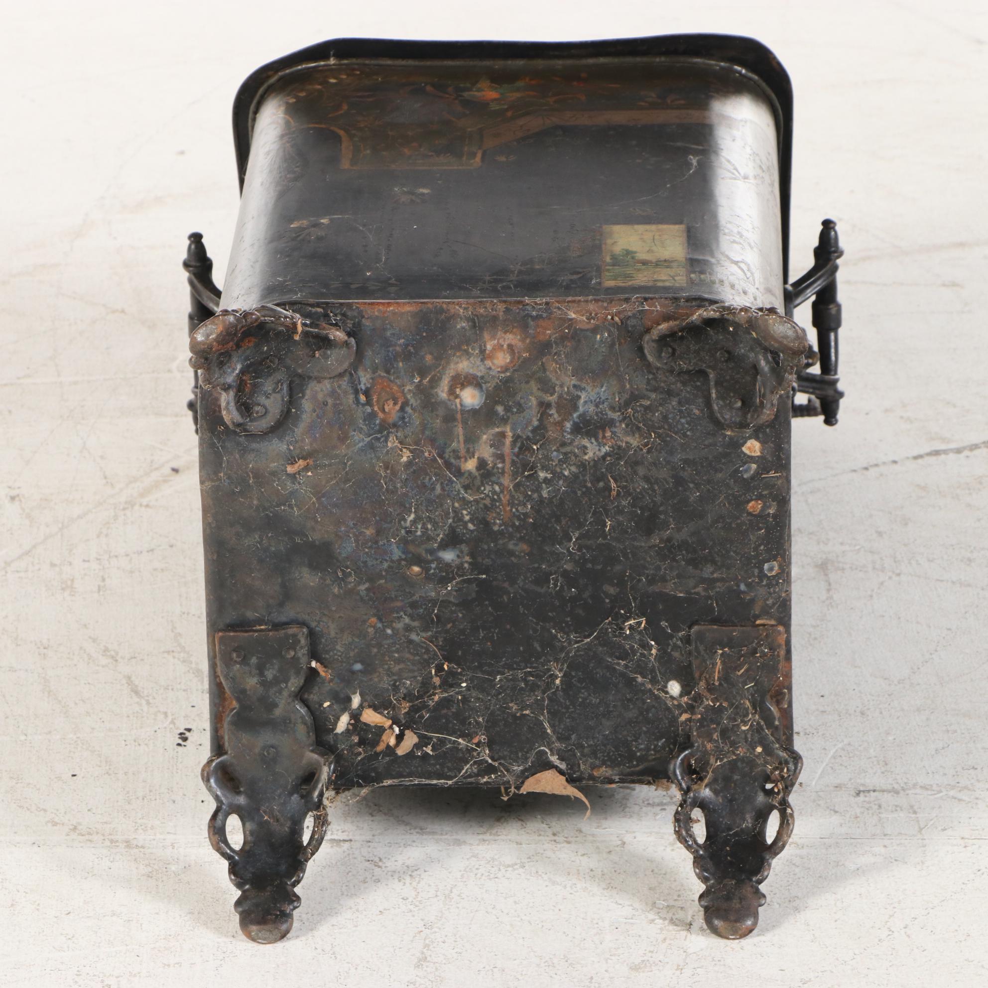 English Aesthetic Movement The Jewett Vase Tole Painted Metal Coal Hod