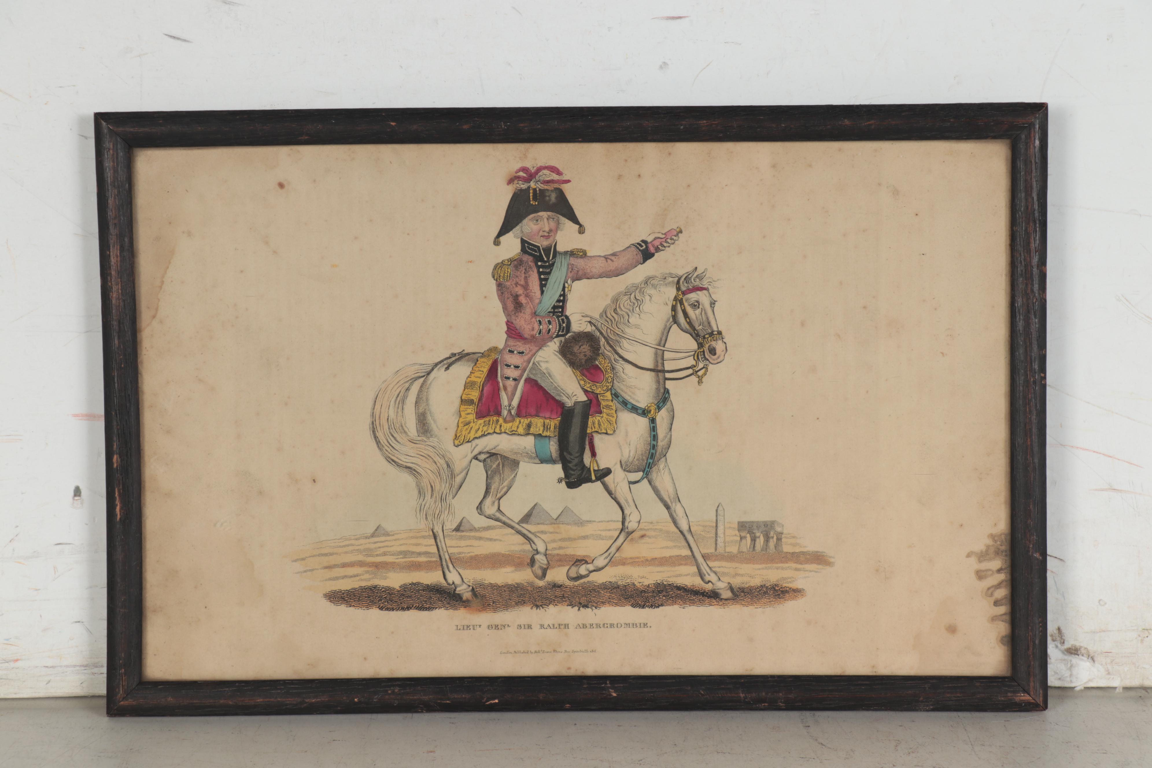 Engraving of Lieut. General Sir Ralph Abercrombie with Mirror and Pipe