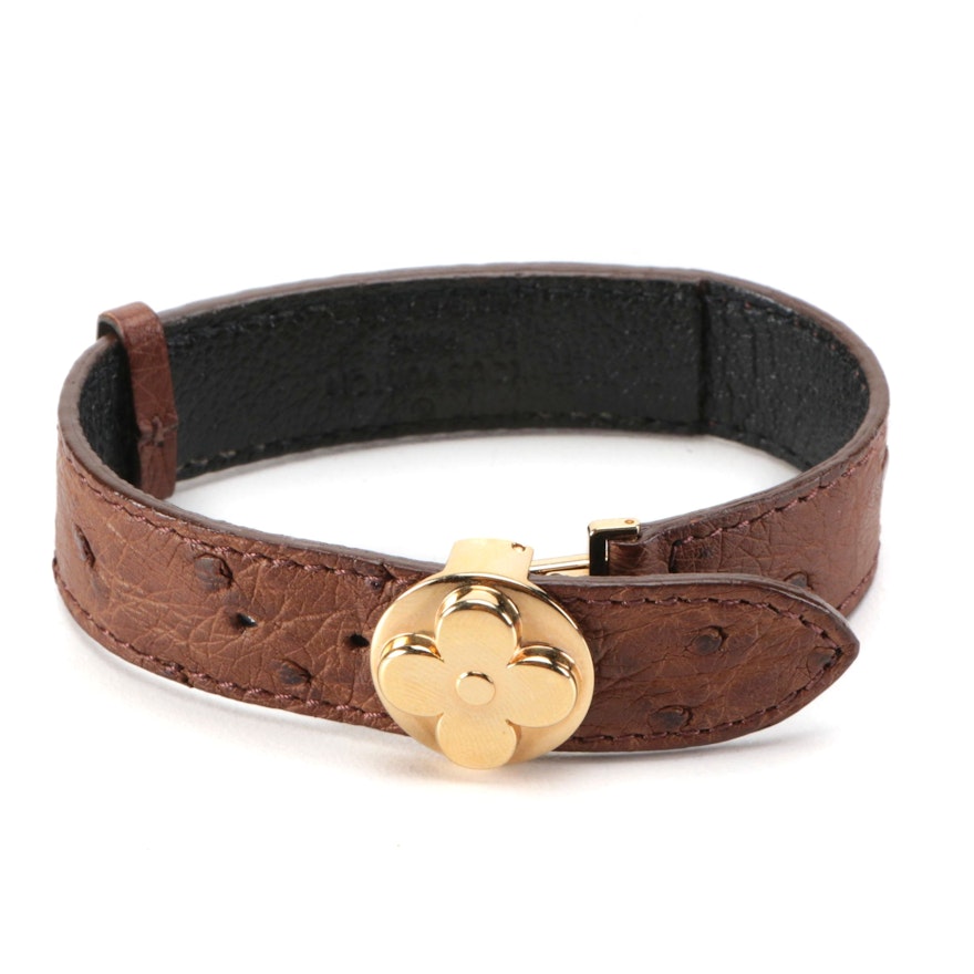 Louis Vuitton Ostrich Skin Leather Millennium Wish Bracelet with Box