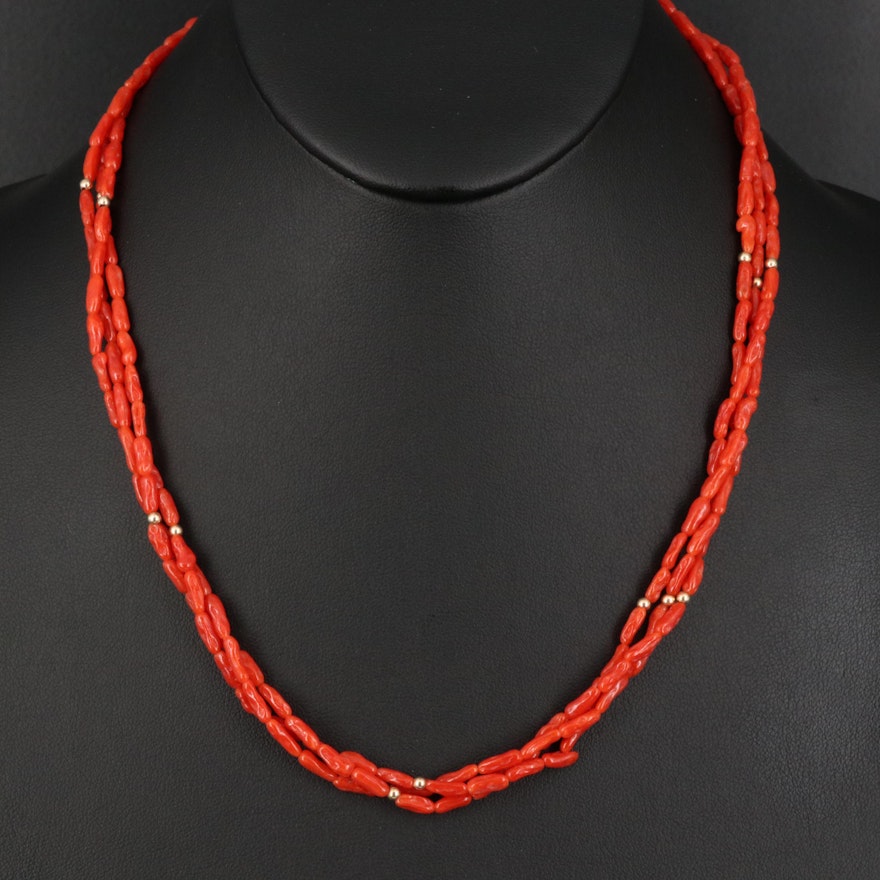 14K Coral Torsade Necklace