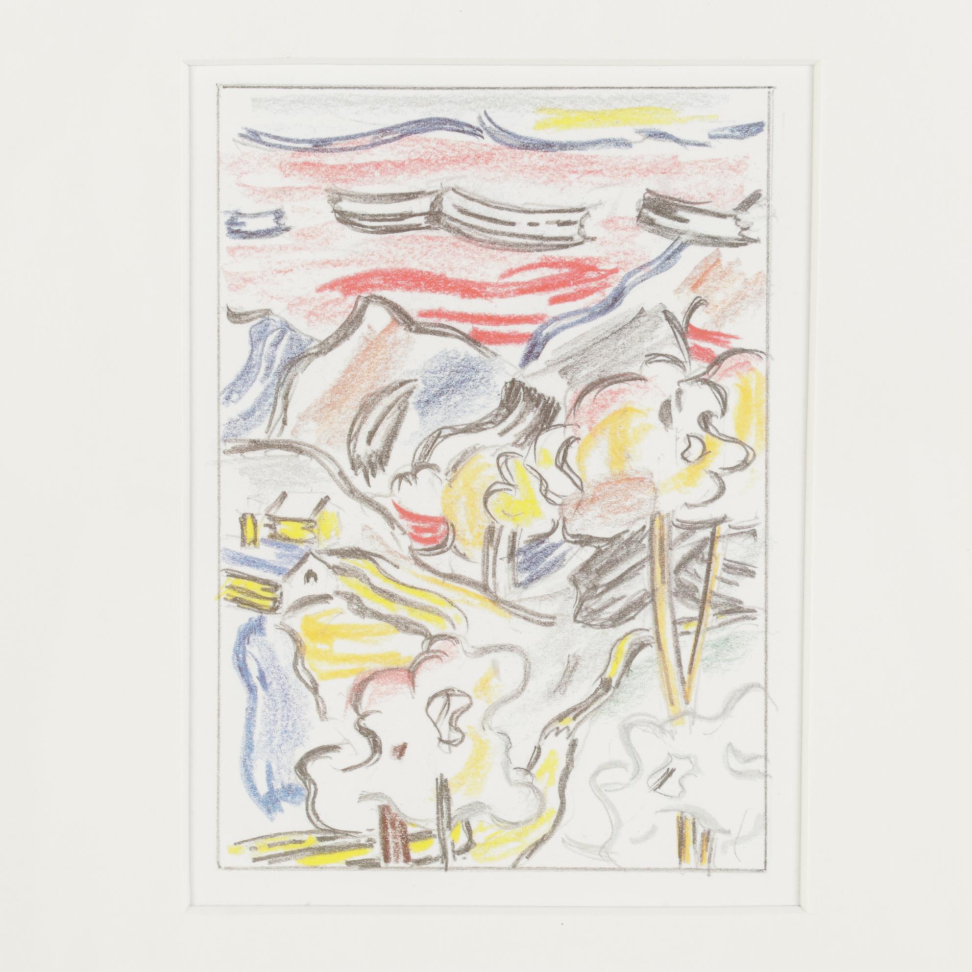 Offset Lithograph after Roy Lichtenstein "Red Sky," 1986