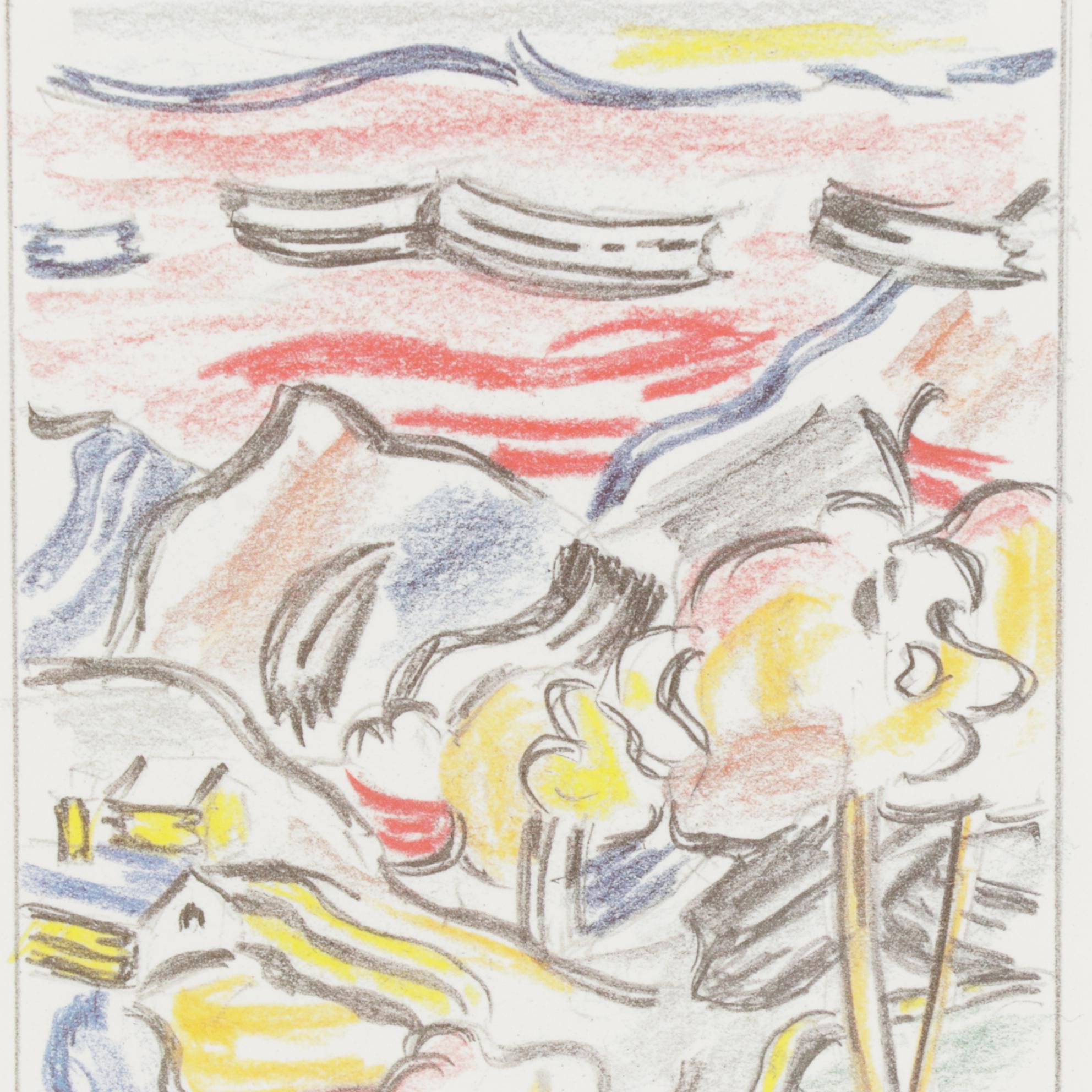 Offset Lithograph after Roy Lichtenstein "Red Sky," 1986