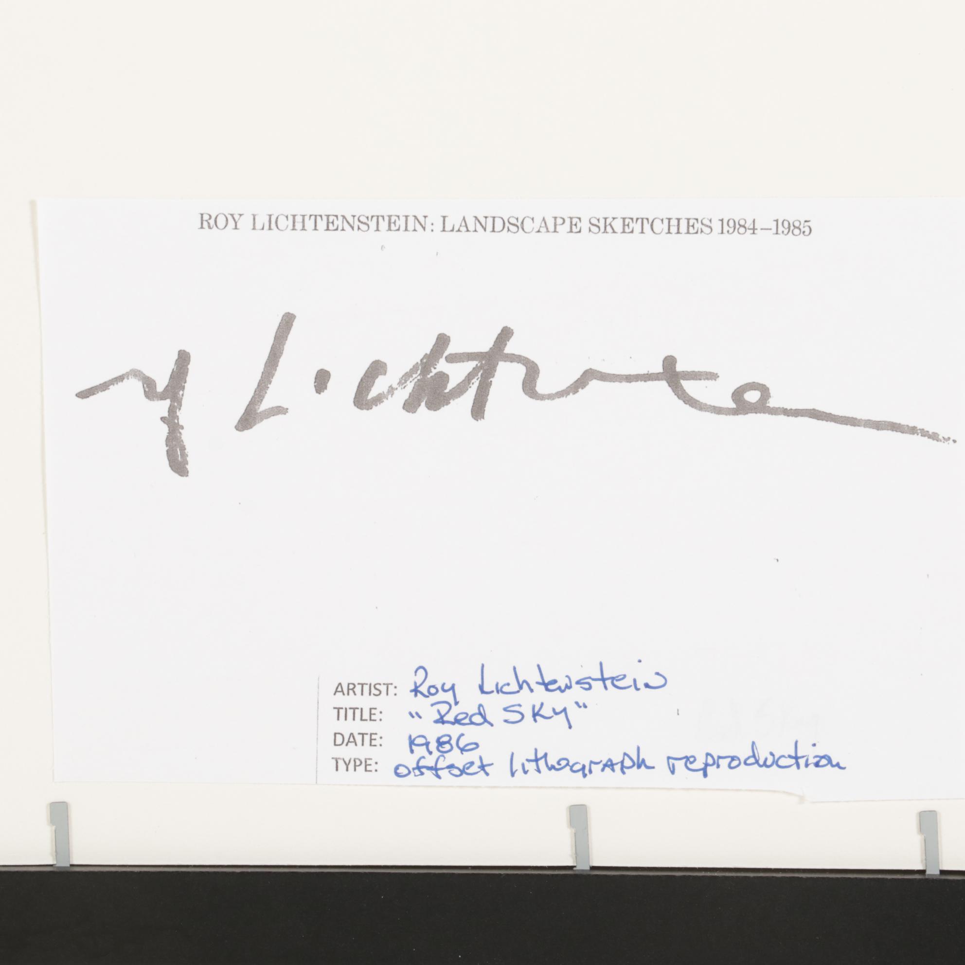 Offset Lithograph after Roy Lichtenstein "Red Sky," 1986