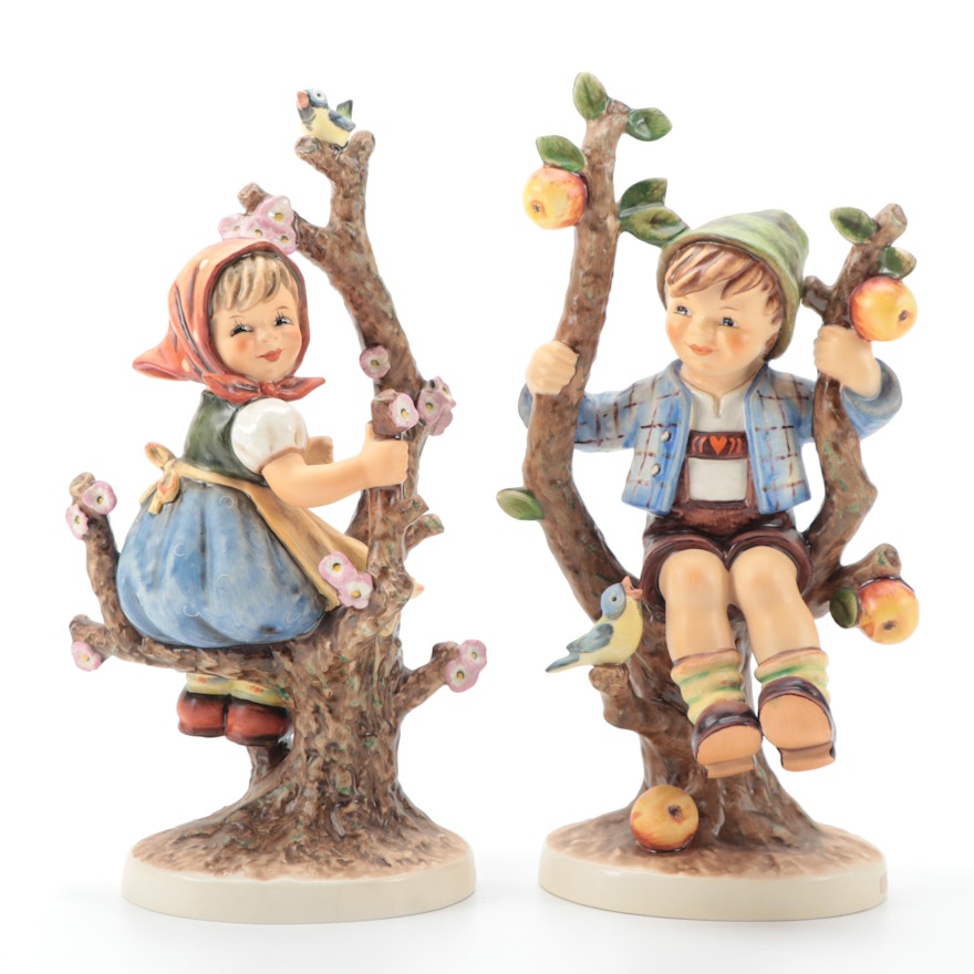 Goebel Hummel "Apple Tree Boy" and Apple Tree Girl" Porcelain Figurines