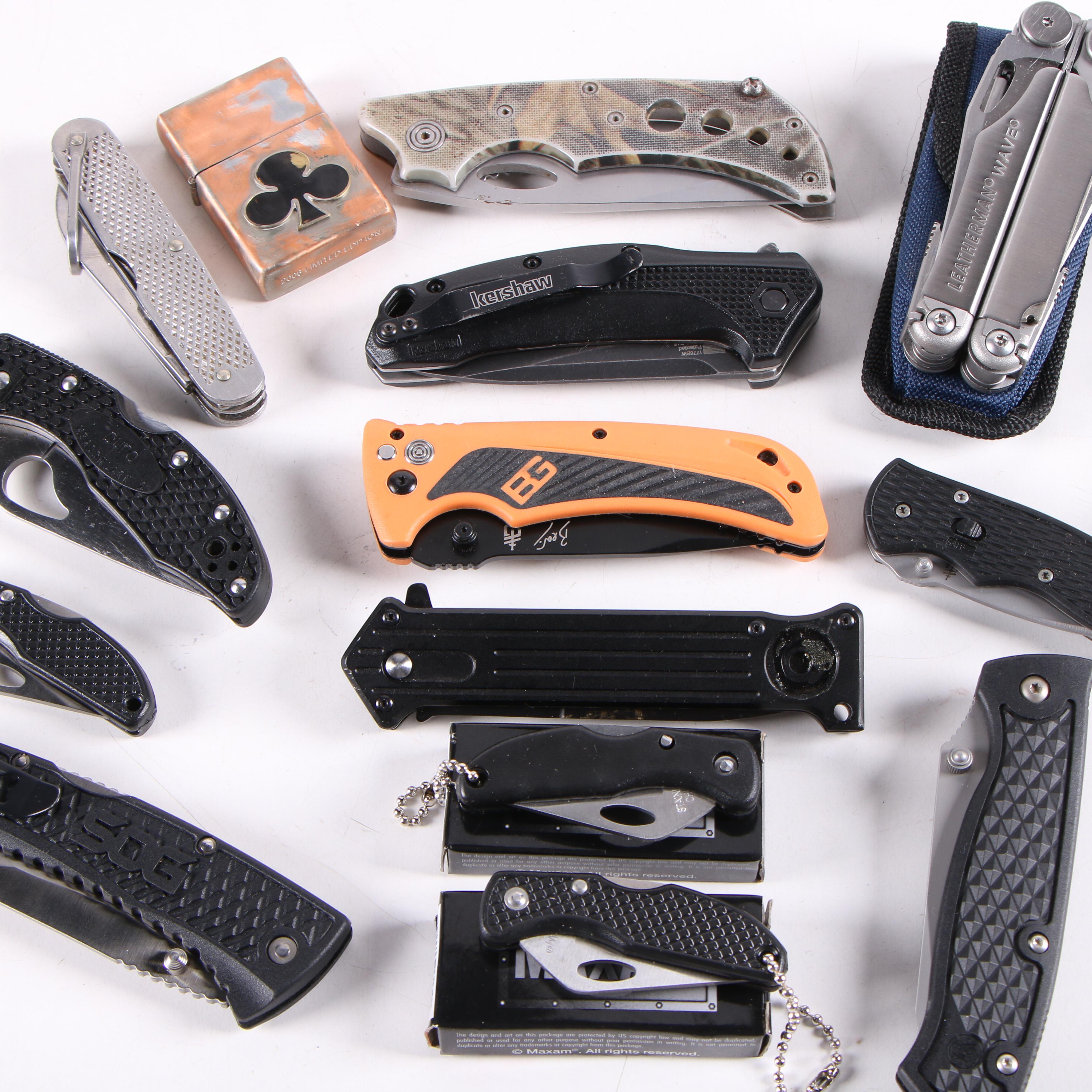 Gerber Spring Assisted Knife Set, Folding Knives, and Limited Edition Lighter