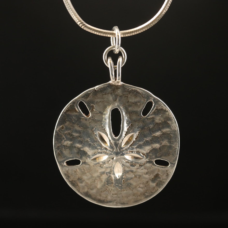 Sterling Sand Dollar Pendant Necklace