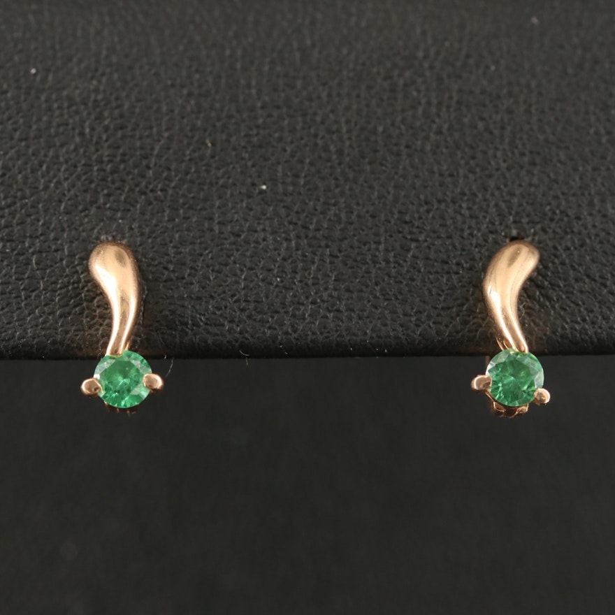 Russian 14K Tsavorite Drop Earrings