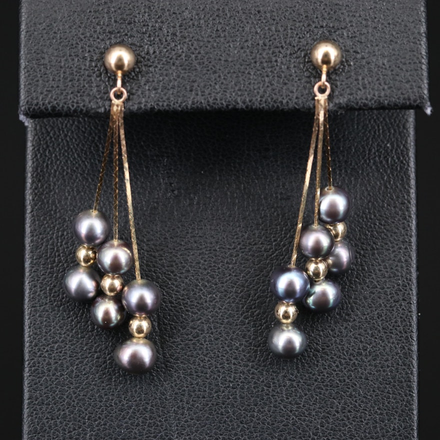 14K Pearl Dangle Earrings