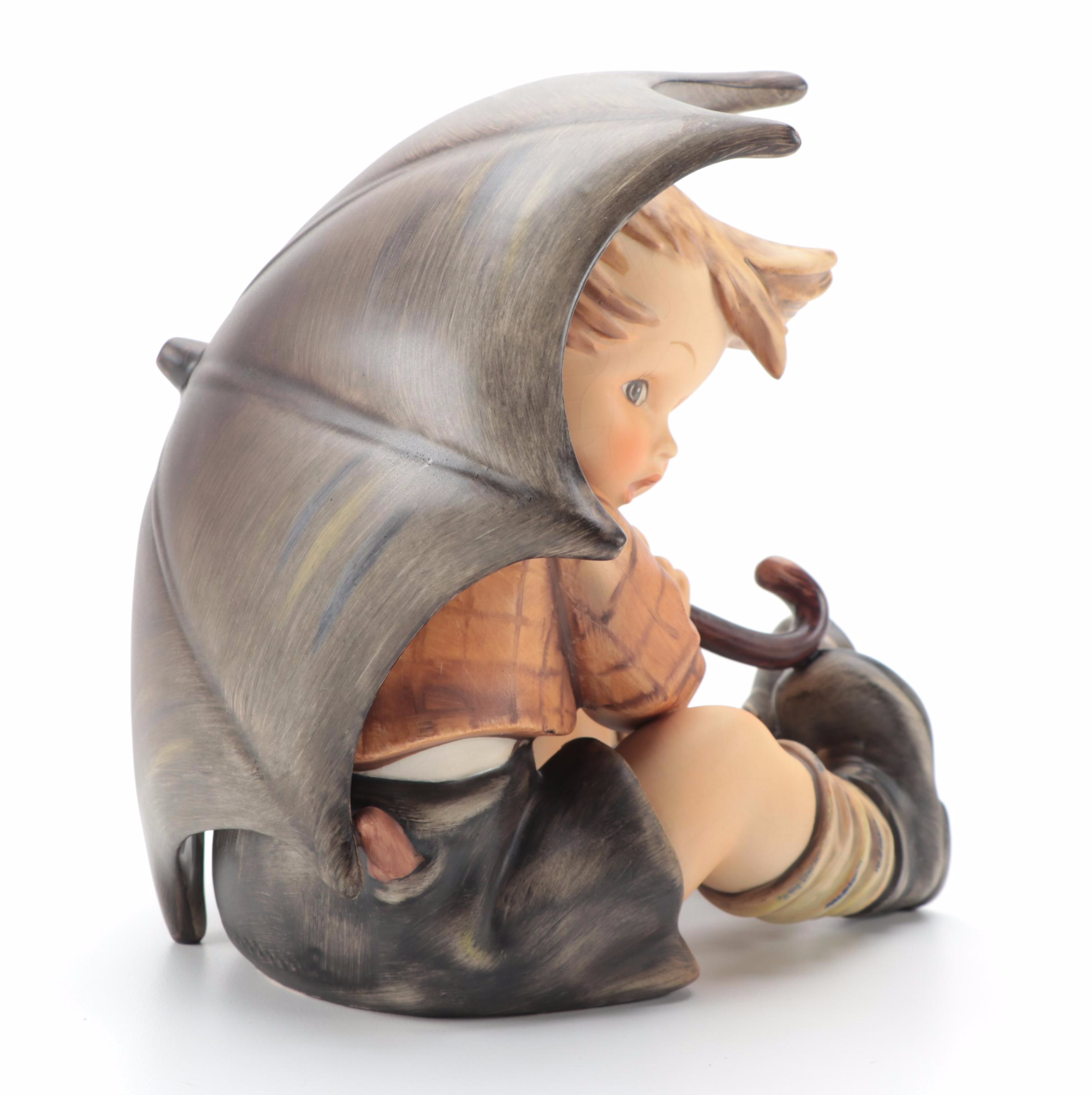 Goebel Hummel "Umbrella Boy" and "Umbrella Girl" Porcelain Figurines