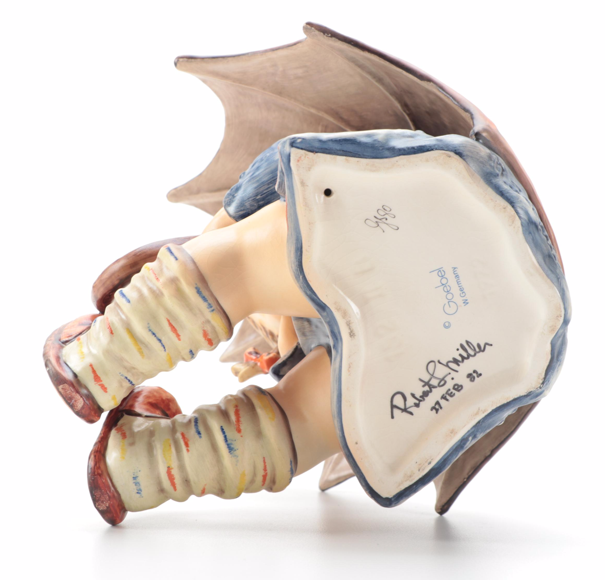 Goebel Hummel "Umbrella Boy" and "Umbrella Girl" Porcelain Figurines