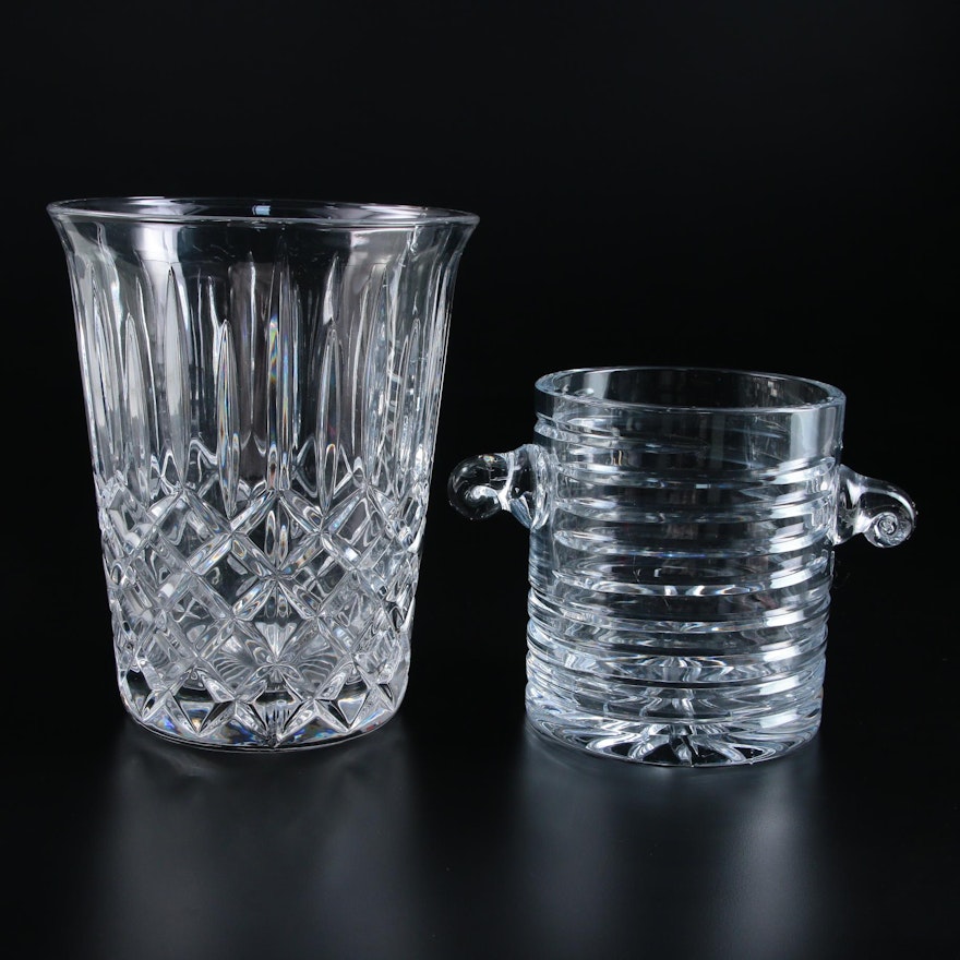 Scroll Handle Crystal Ice Bucket and Champagne Bucket, Late 20th to 21st Century