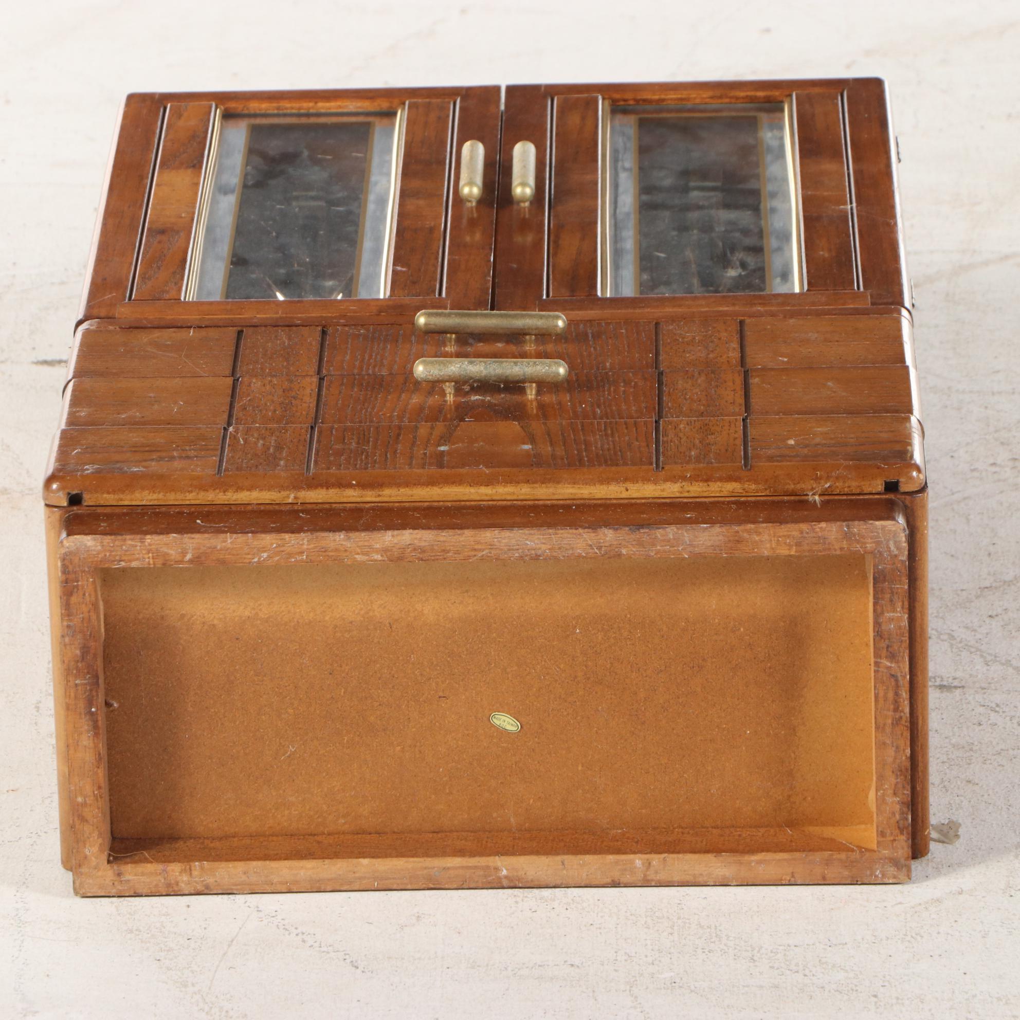 Oak Tabletop Jewelry Armoire, Late 20th Century