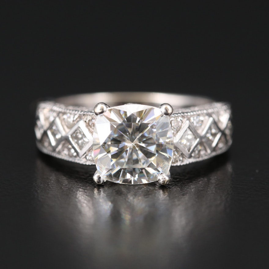 14K Moissanite and Diamond Ring