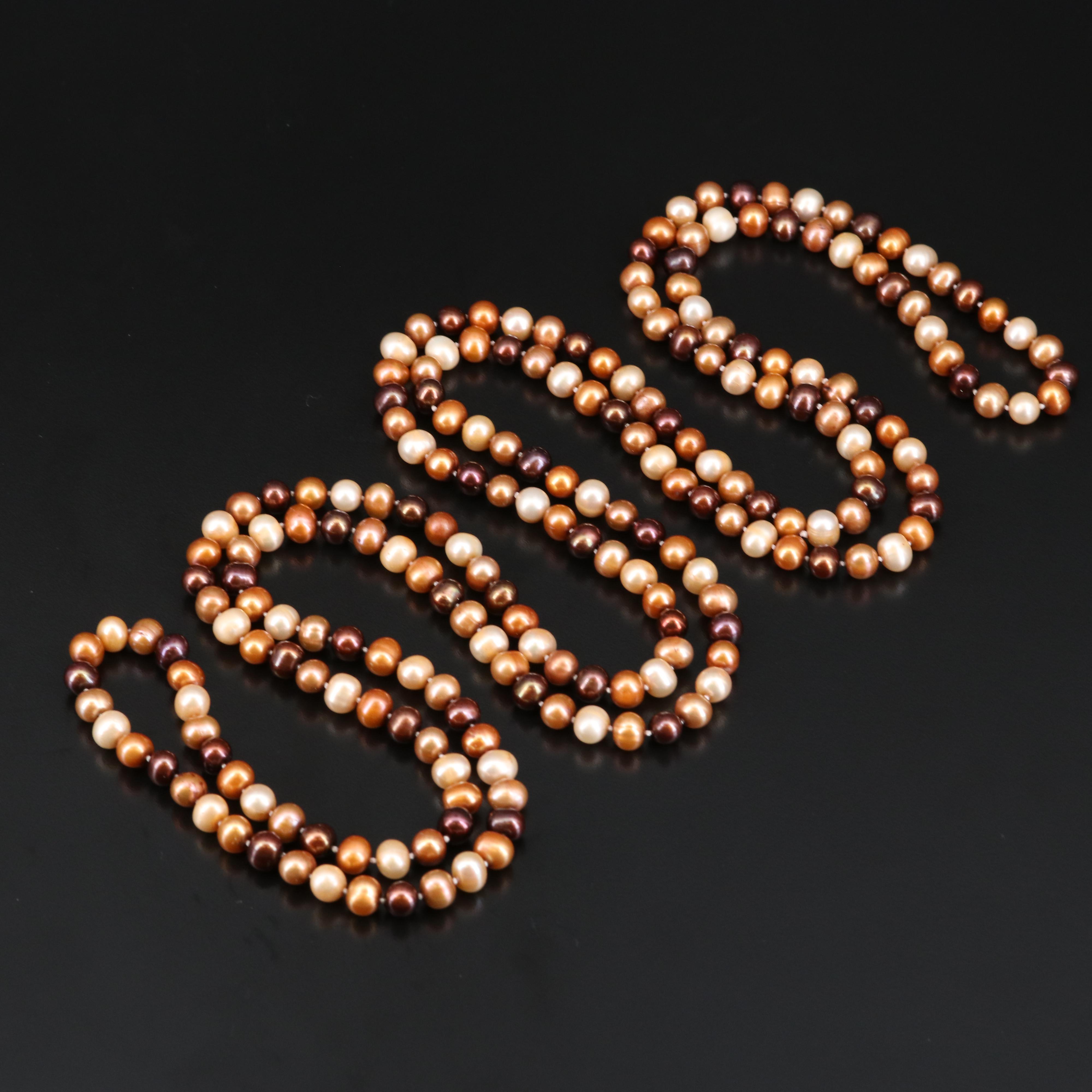 Endless Rope Length Multicolor Pearl Necklace