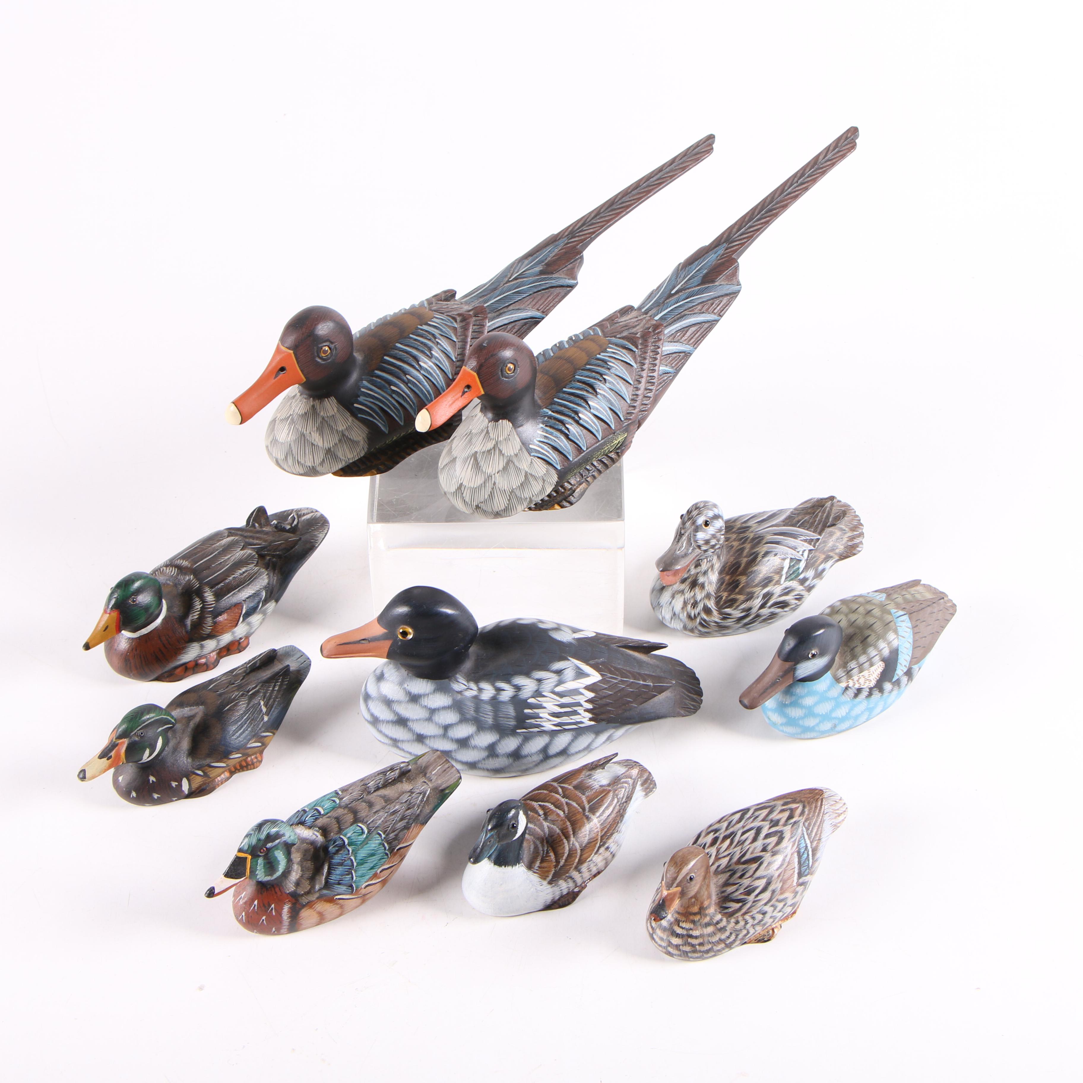 Carved Painted Wooden Ducks of North America Figurals