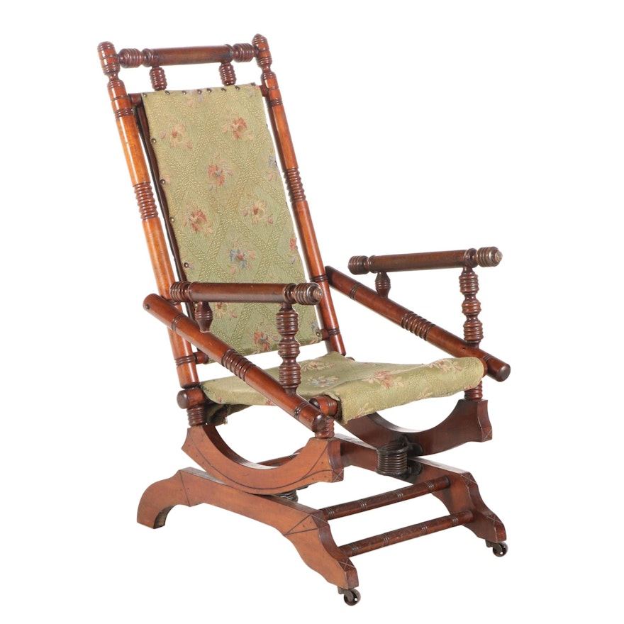 Late Victorian Walnut Platform Rocking Chair