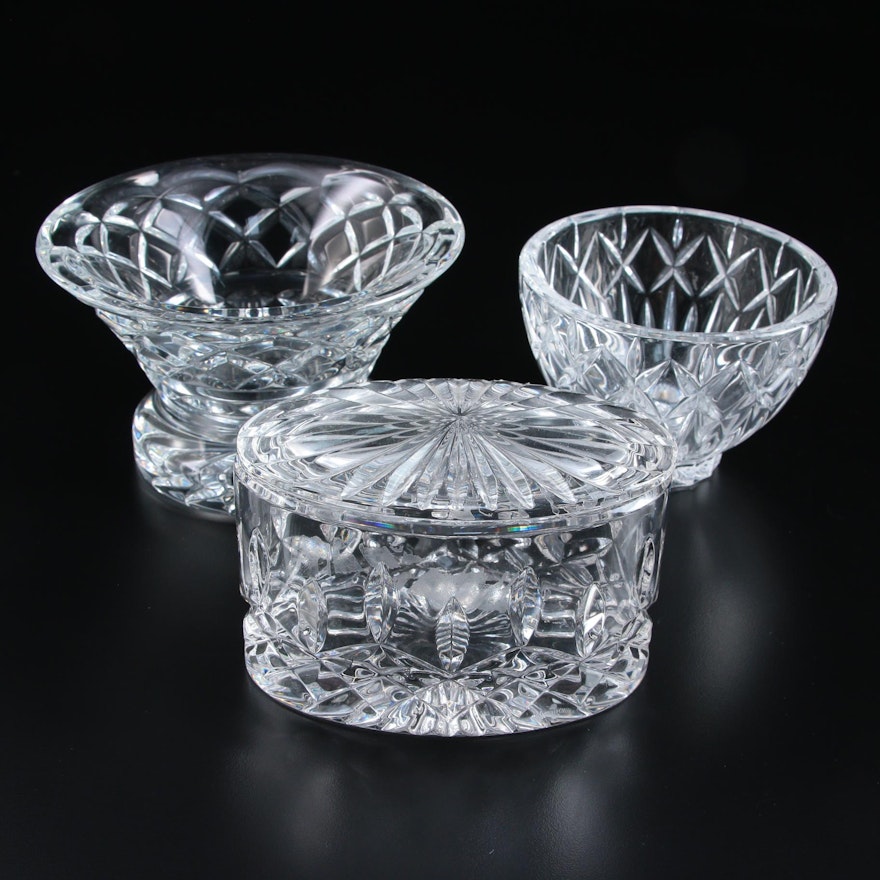 Waterford Crystal Tealight Votive Holder, Bowl, and Lidded Box