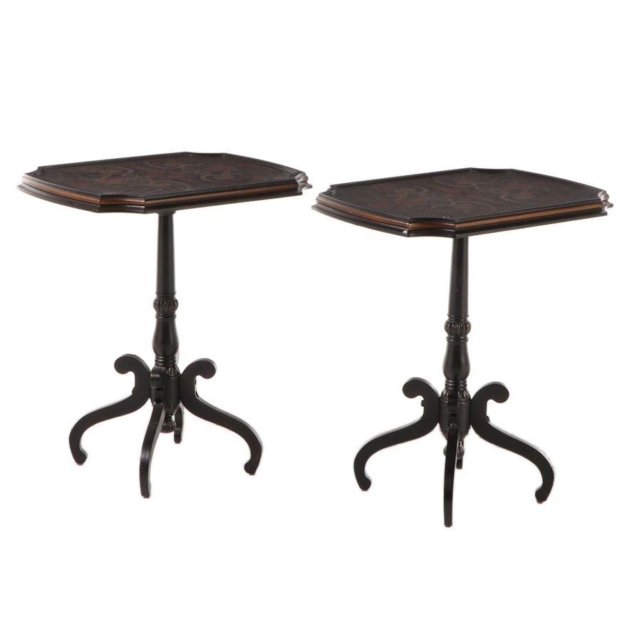 Pair of Full House Regency Style Lacquered End Tables