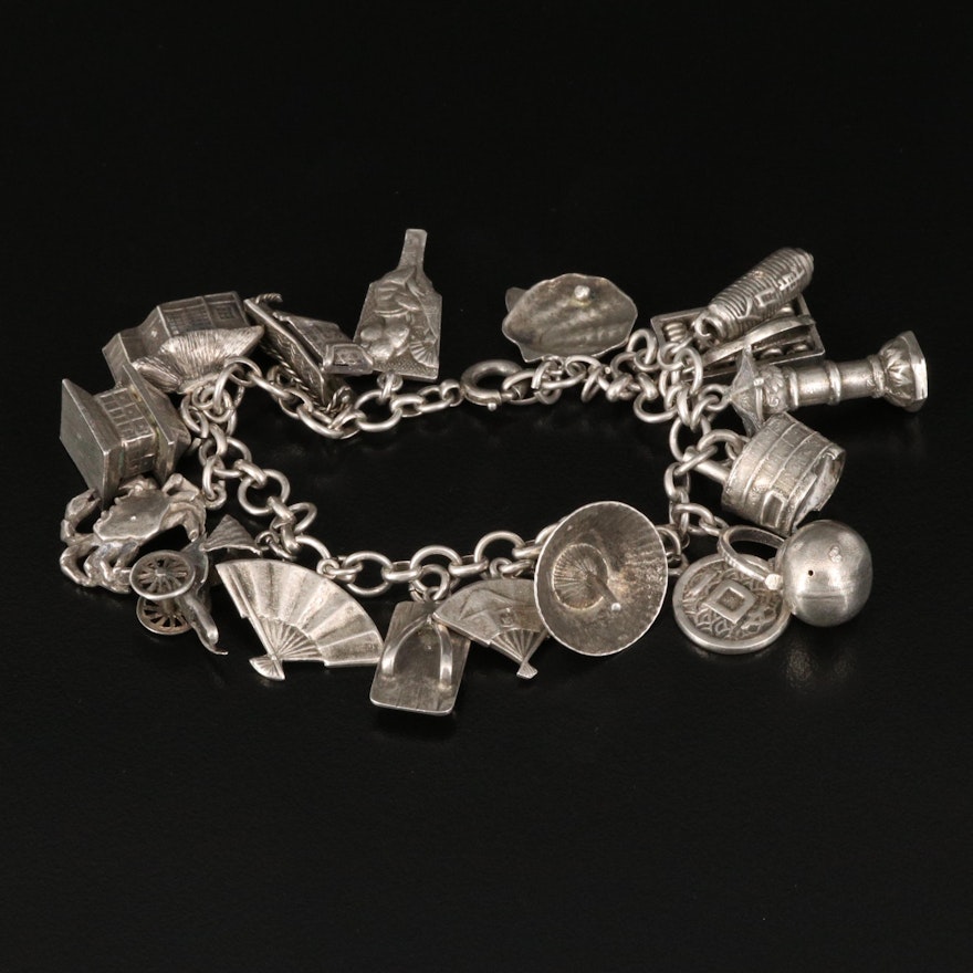Asian Inspired 950 Silver Charm Bracelet