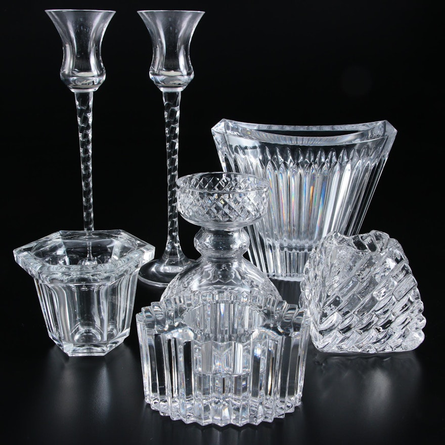 Crystal and Glass Candlesticks, Votive Candle Holders, and Vase