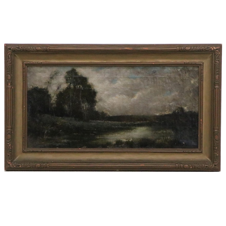 Albert Duvannes Landscape Oil Painting, Early 20th Century