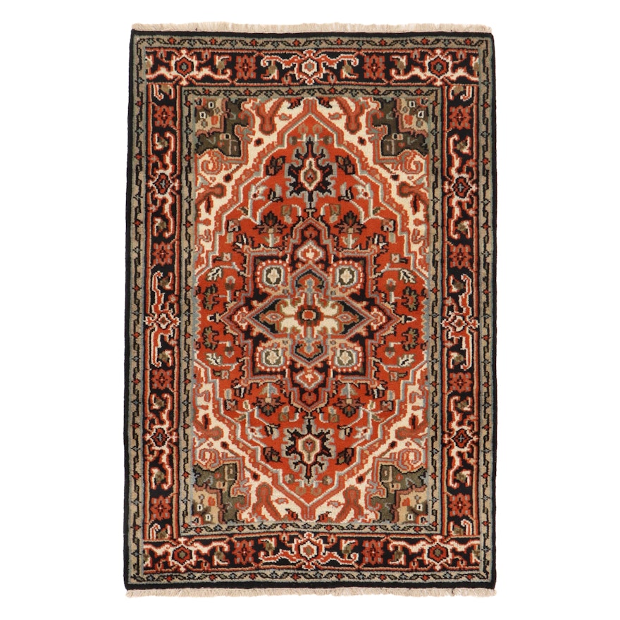 4'1 x 6'3 Hand-Knotted Indo-Persian Heriz Rug, 2010s