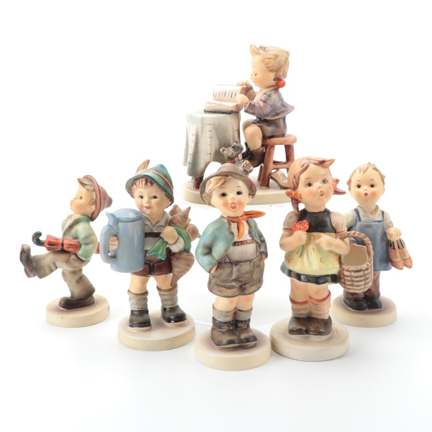 Goebel Hummel "Little Bookkeeper," "Sister," and Other Porcelain Figurines