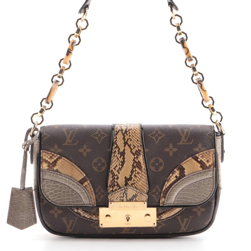 Louis Vuitton Monogramissime Pochette Handbag in Coated Canvas and Exotics