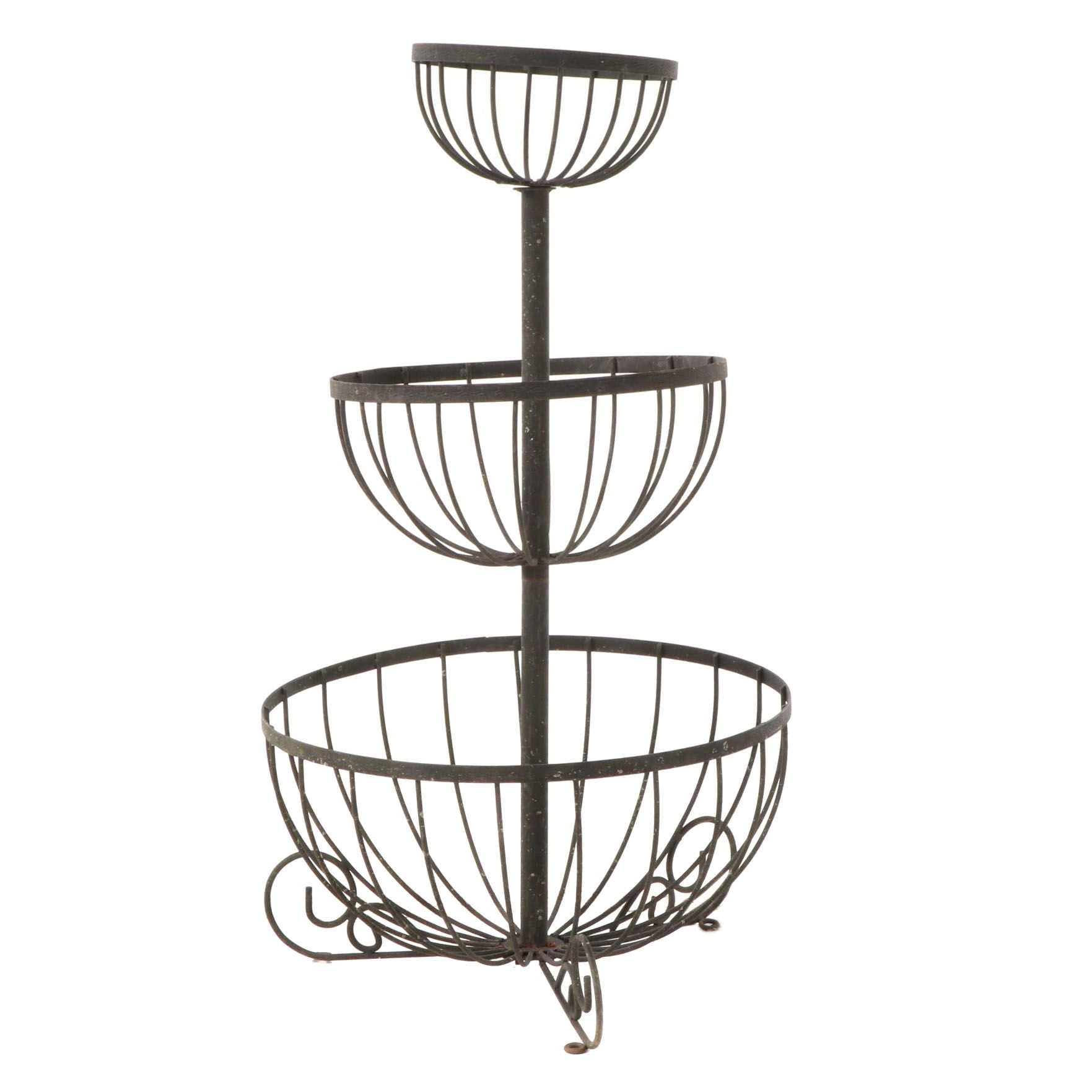 Wrought Iron Tiered Planter Stand
