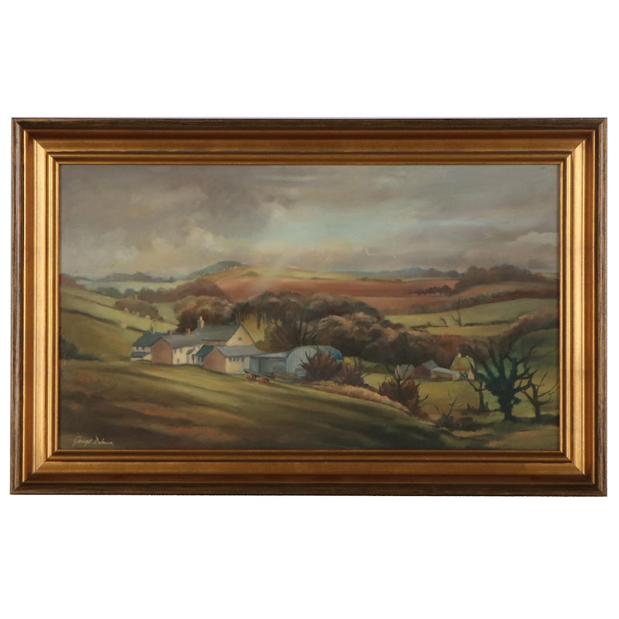 William George Dolman Oil Painting of Rolling Hills, Late 20th Century