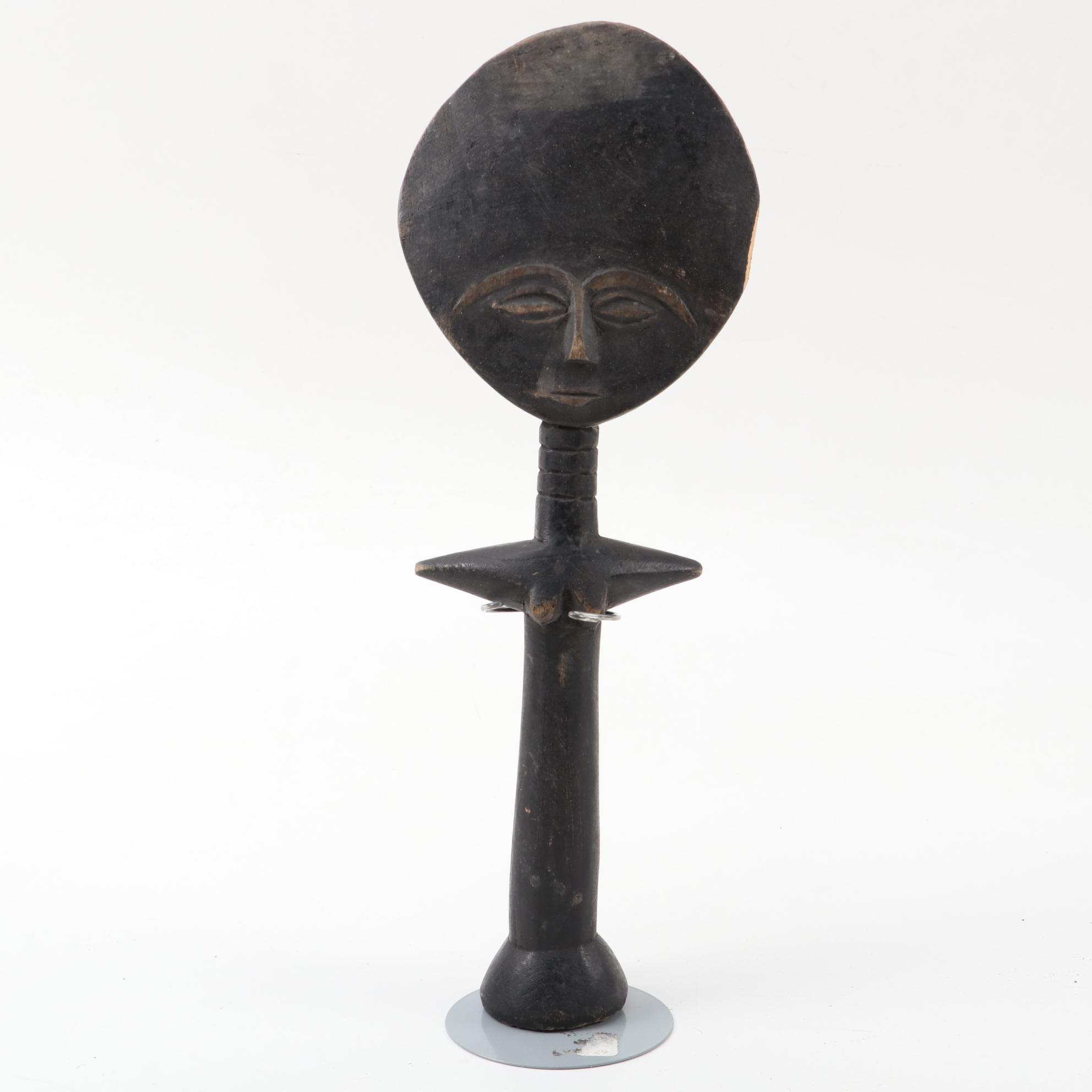 Baule Inspired Heddle Pulley, Asante Style Doll and other Figures, West Africa