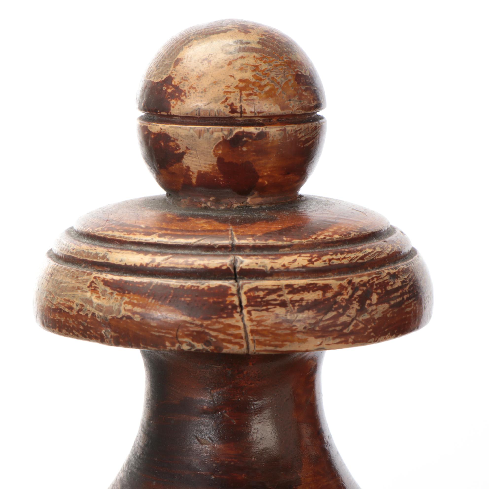 Victorian Carved and Grain-Painted Newel Post