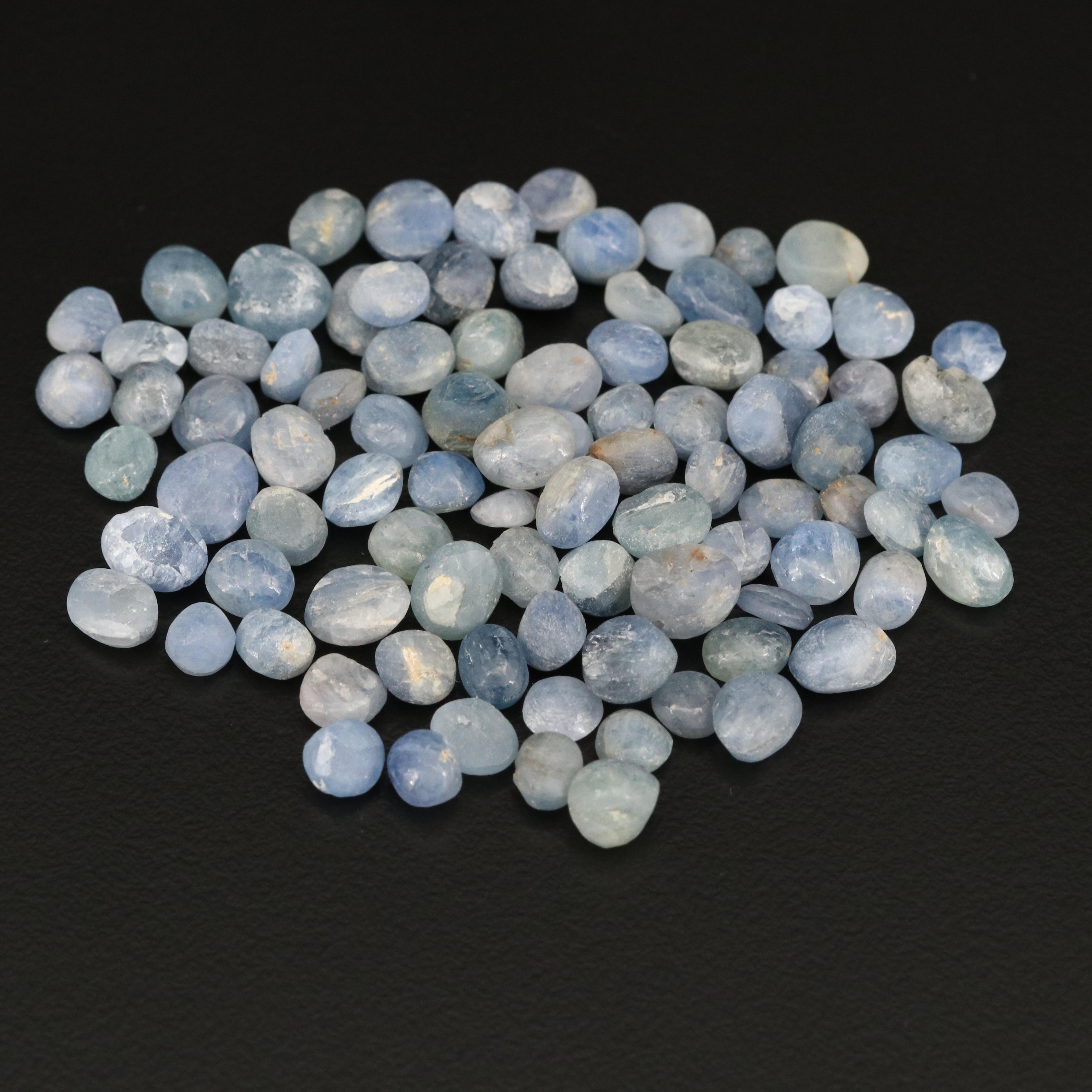 Loose 124.52 CTW Oval and Round Rough Cut Corundum Cabochons