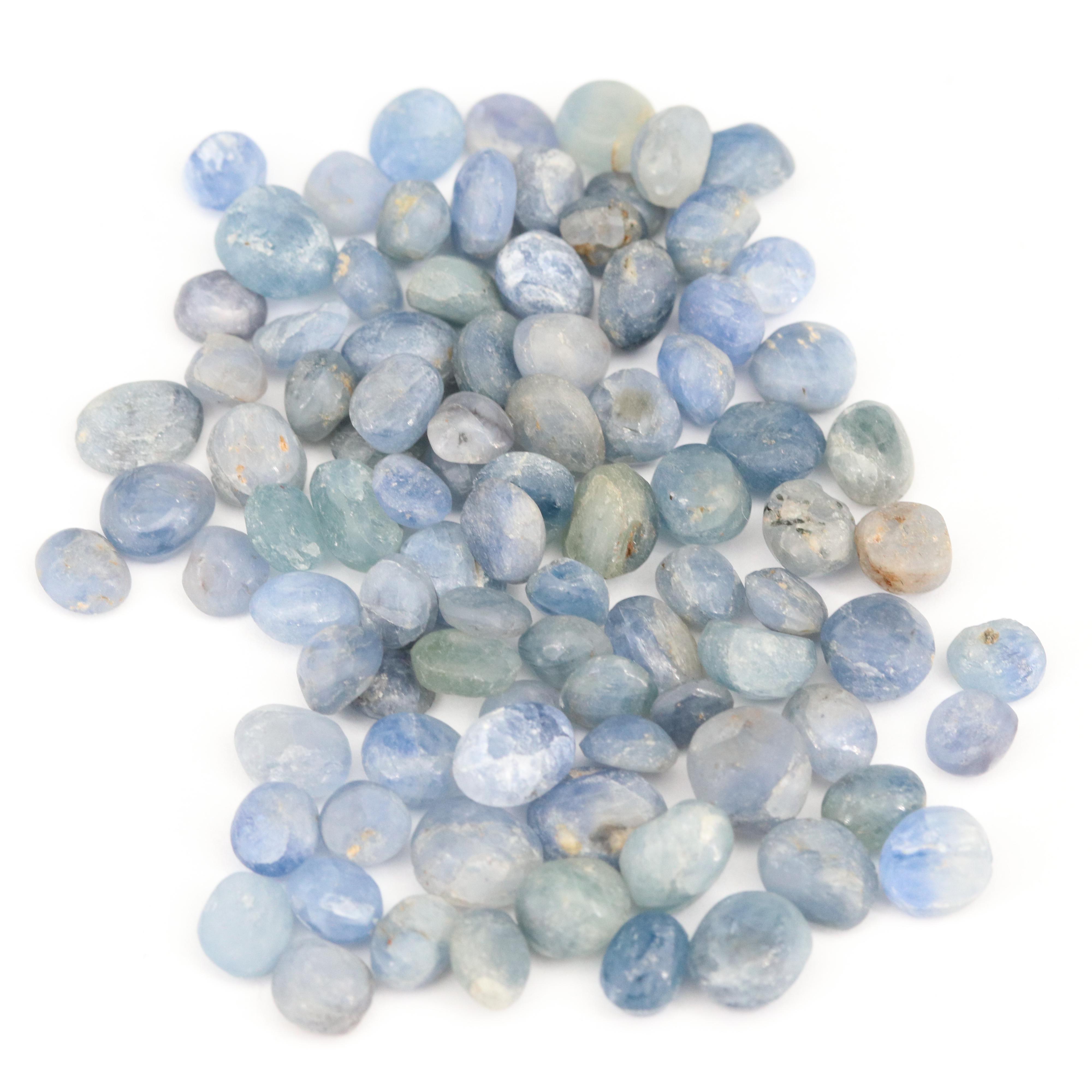 Loose 124.52 CTW Oval and Round Rough Cut Corundum Cabochons