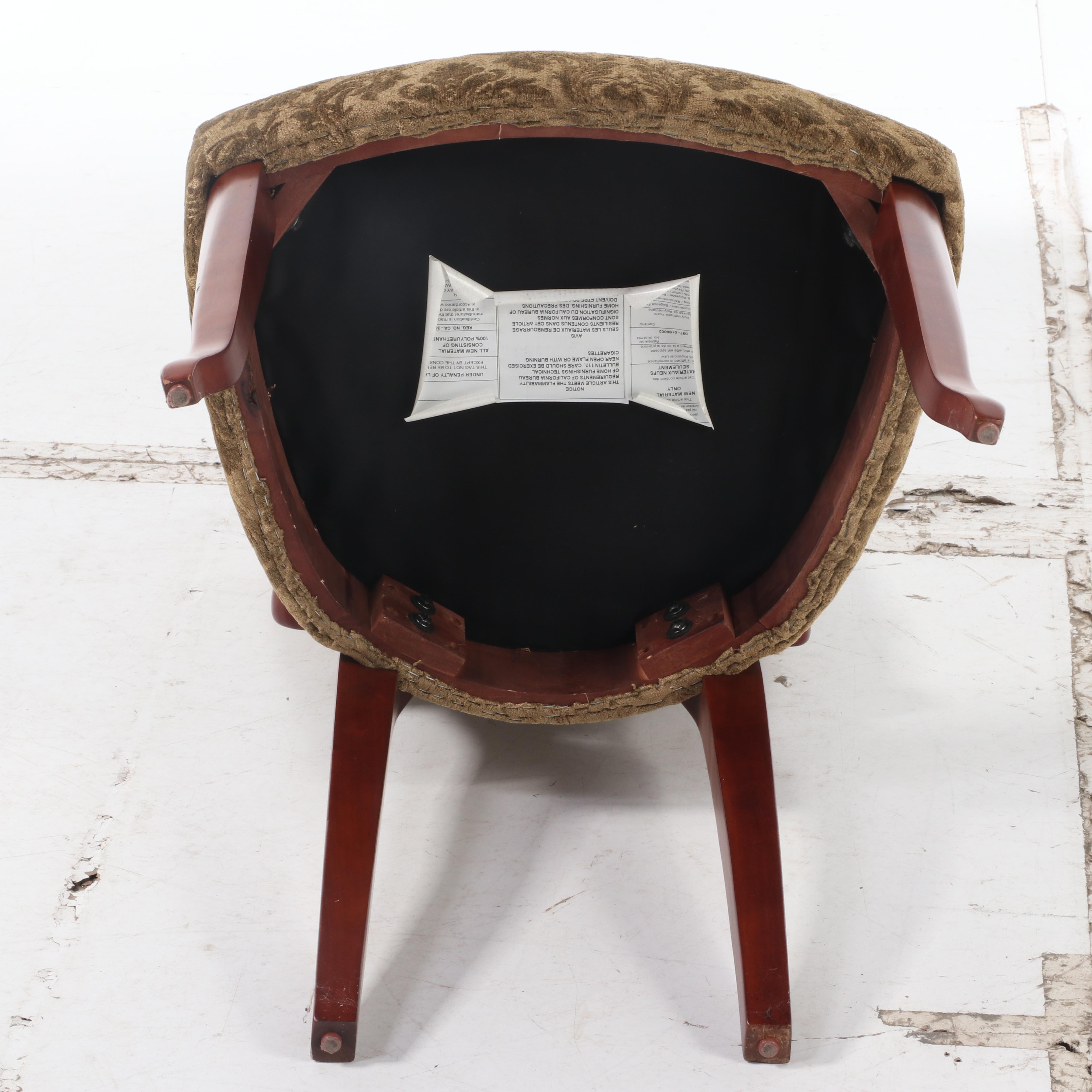 Walnut-Stained Wood Upholstered Side Chair