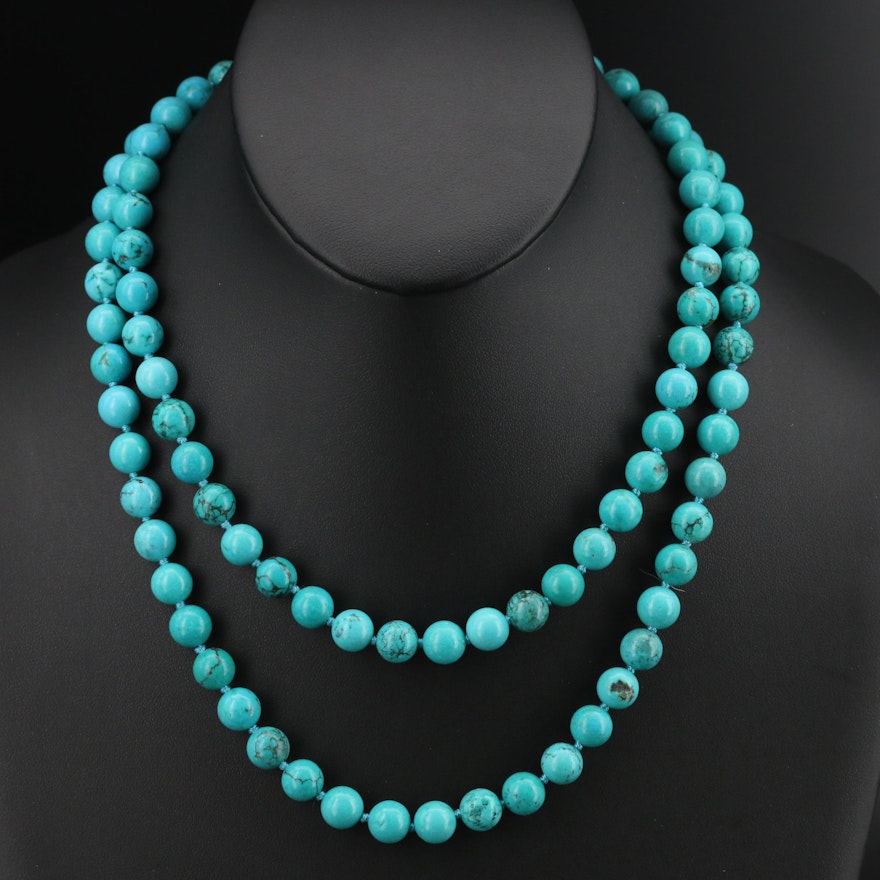 Magnesite Beaded Necklace with Sterling Clasp