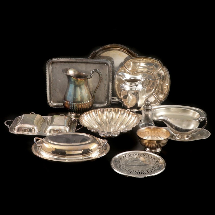 Webster, Fisher, and Other Silver Plate Serveware, Mid to Late Century