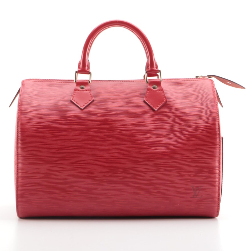 Louis Vuitton Speedy 30 Bag in Castilian Red Epi and Smooth Leather