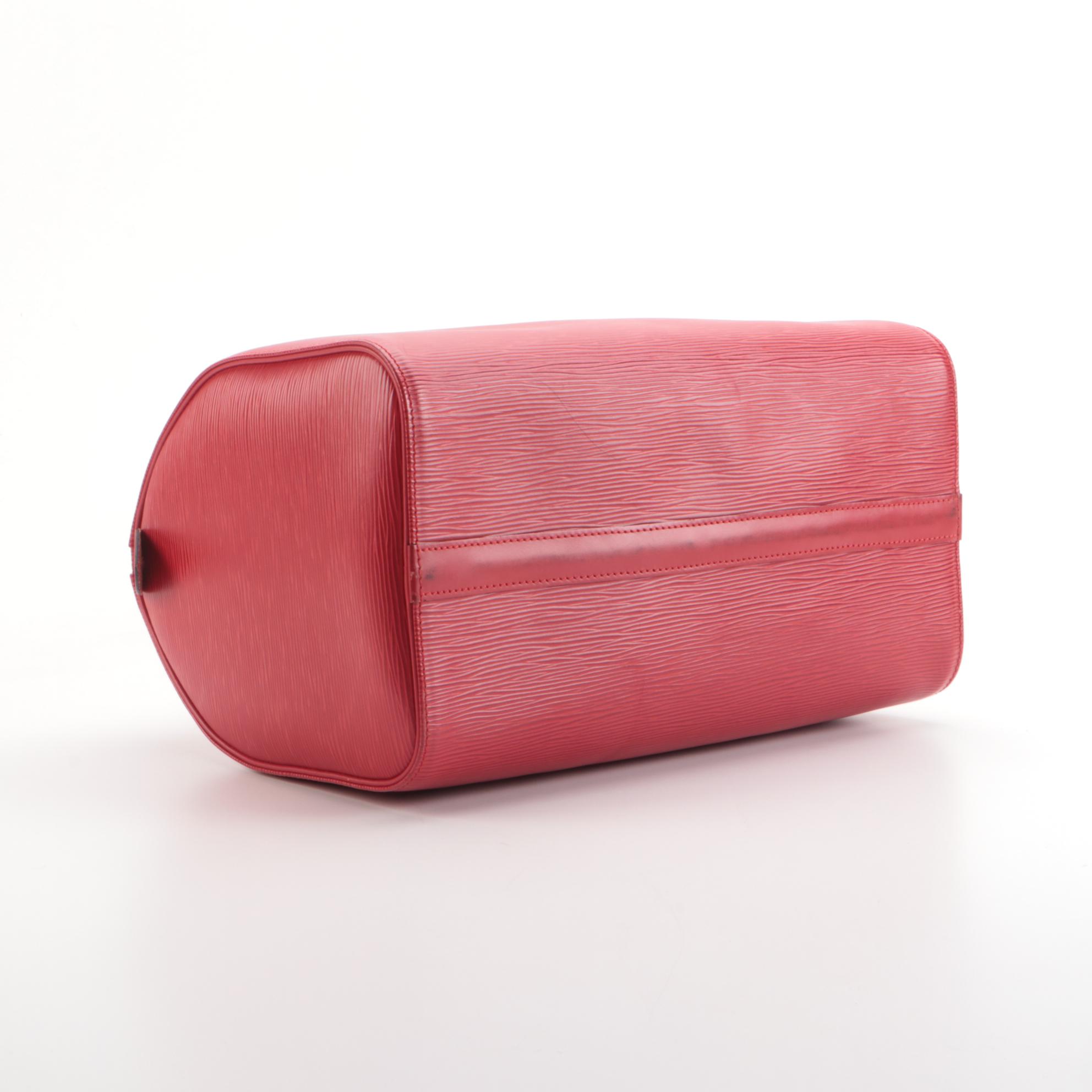 Louis Vuitton Speedy 30 Bag in Castilian Red Epi and Smooth Leather
