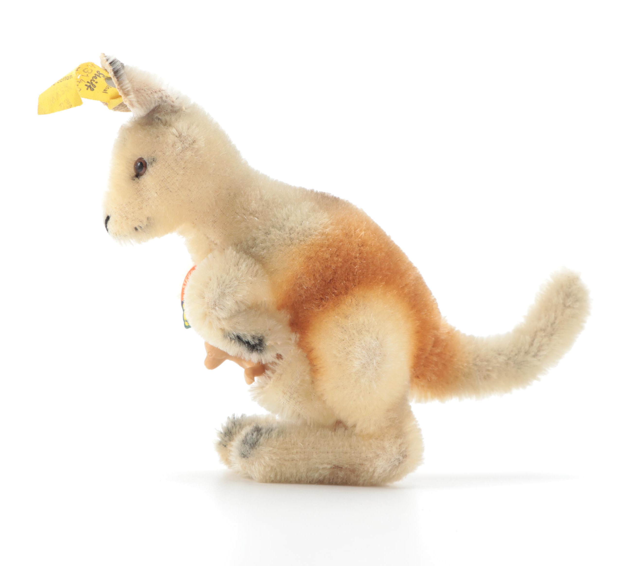 Steiff Stuffed Animals Including Squirrel, Kangaroo, Turtle, and Cosy Teddy