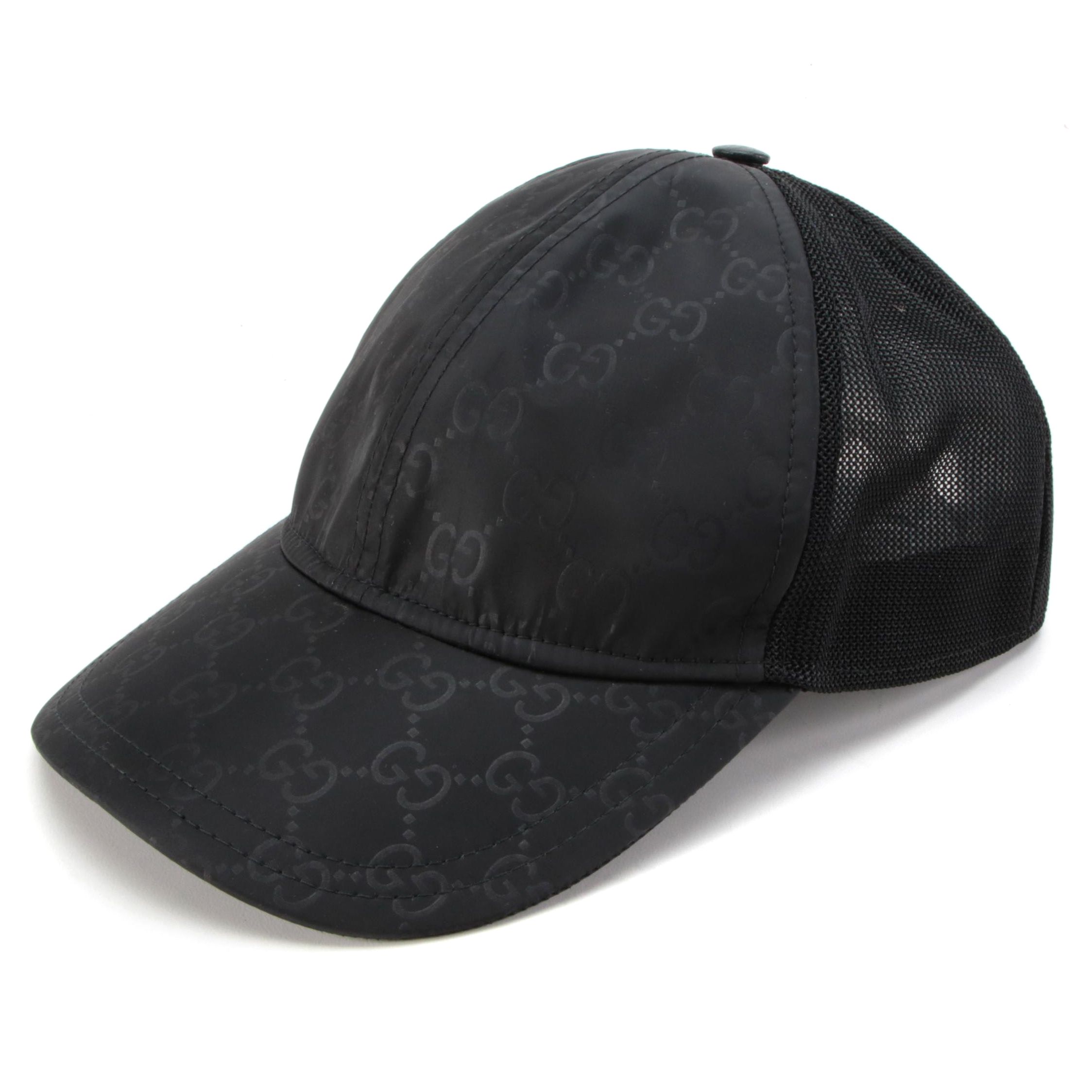 Gucci Baseball Cap in Black GG Nylon and Mesh