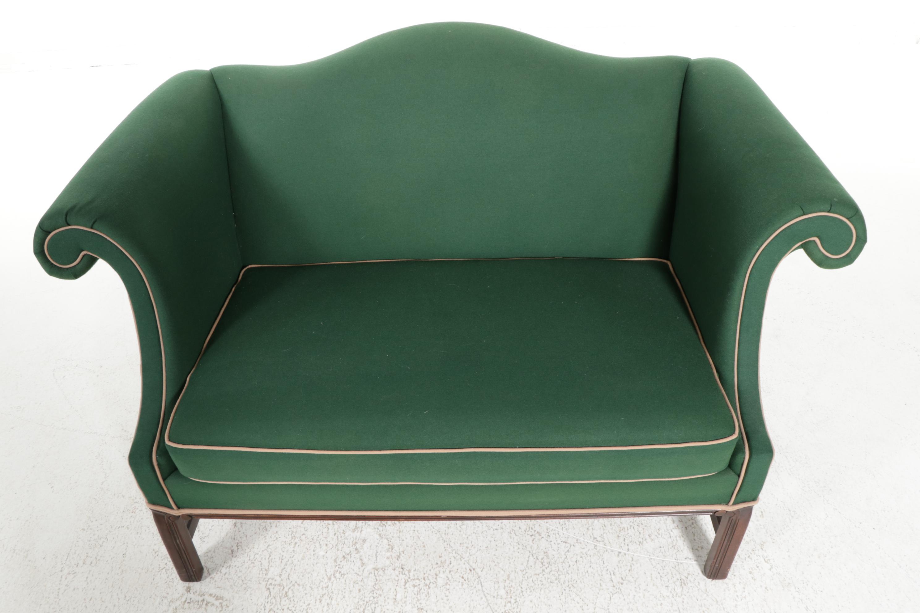 Hickory Chair Upholstered Camel Back Loveseat