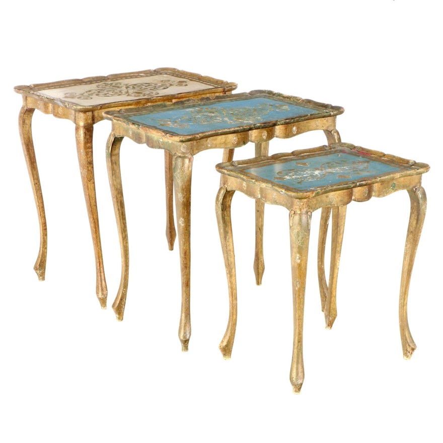 Florentine Style Gilt and Paint-Decorated Side Tables